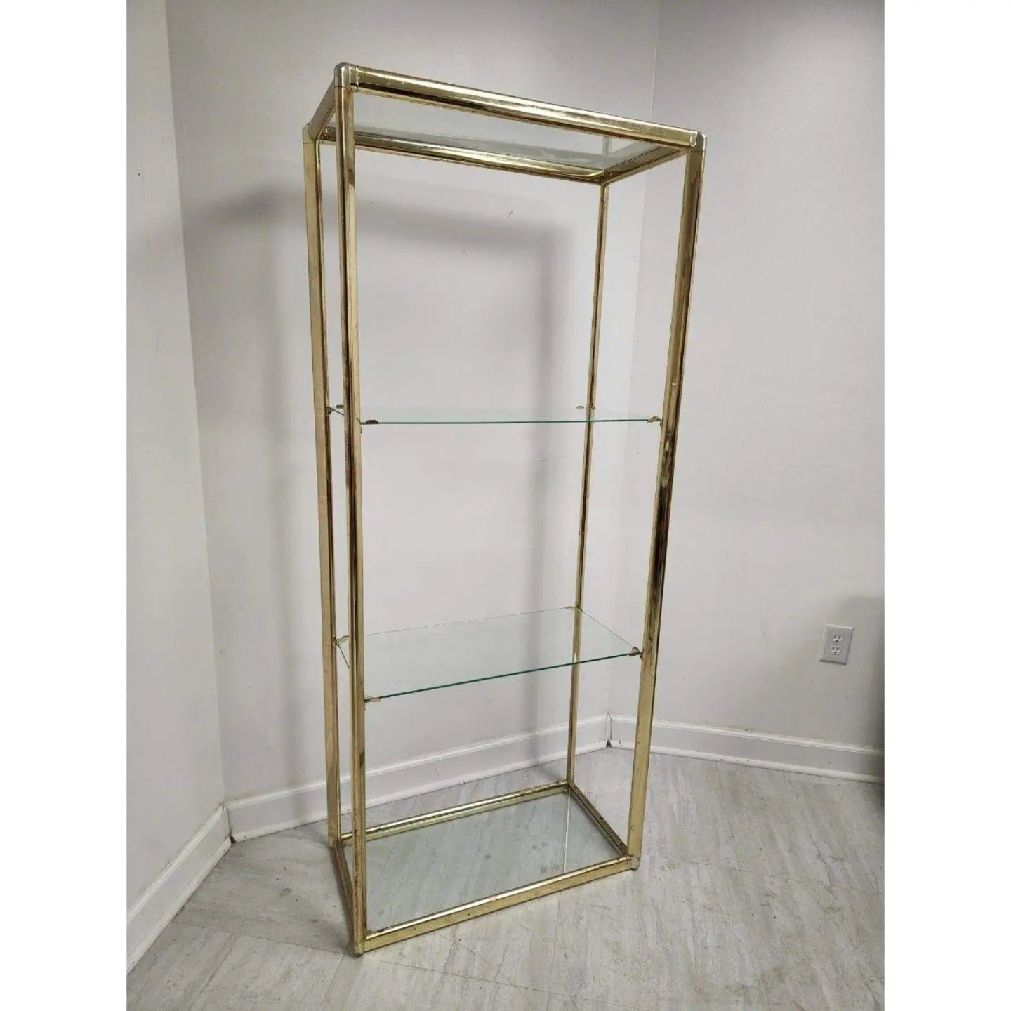 Vintage Brass & Glass Etagere Display Shelving Unit – Past Chapters &  Spinoff Records RVA