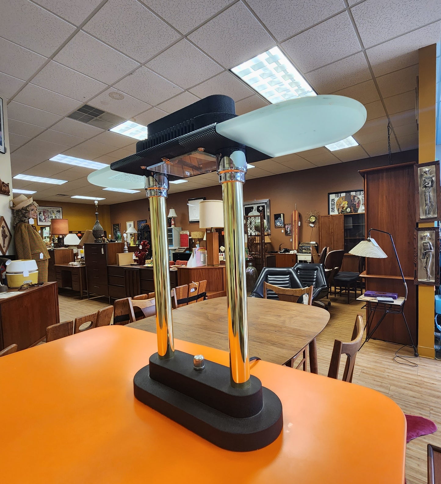 Vintage Robert Sonneman for George Kovacs Bankers Memphis Desk Lamp