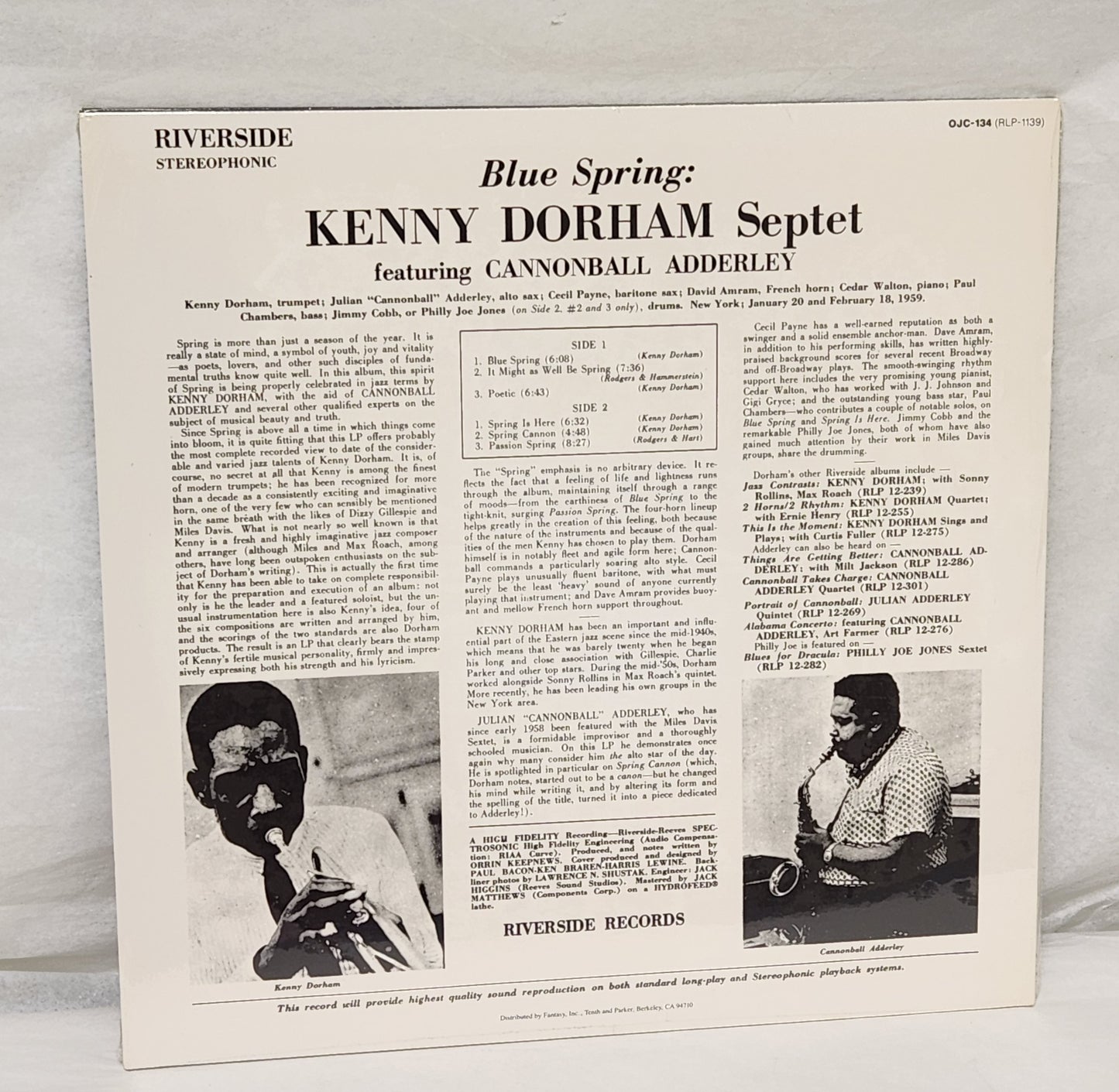 Kenny Dorham Septet "Blue Spring" SEALED 1984 Jazz Reissue Record Album