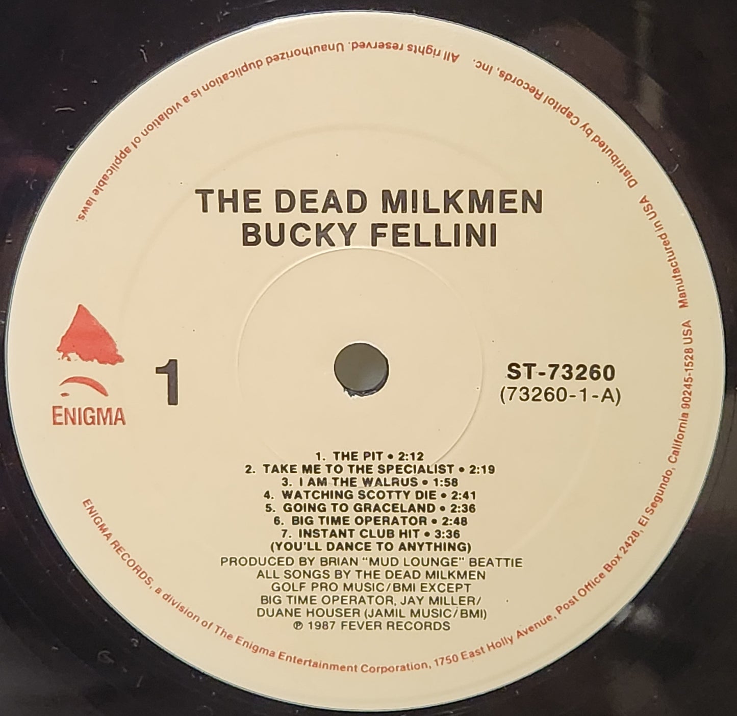 The Dead Milkmen "Bucky Fellini" 1987 Indie Rock Record Album