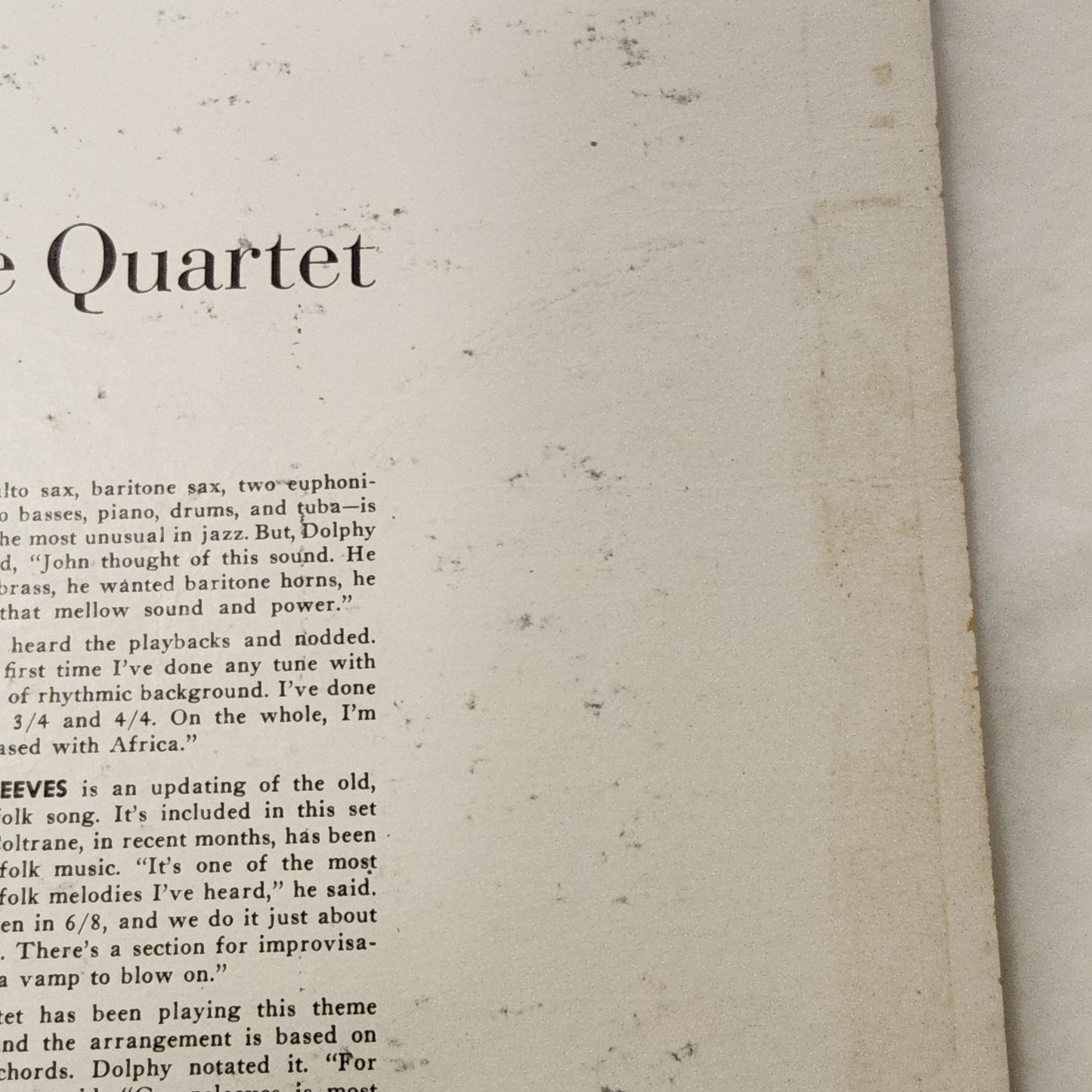 The John Coltrane Quartet "Africa / Brass" 1961 1st Pressing Jazz Record Album