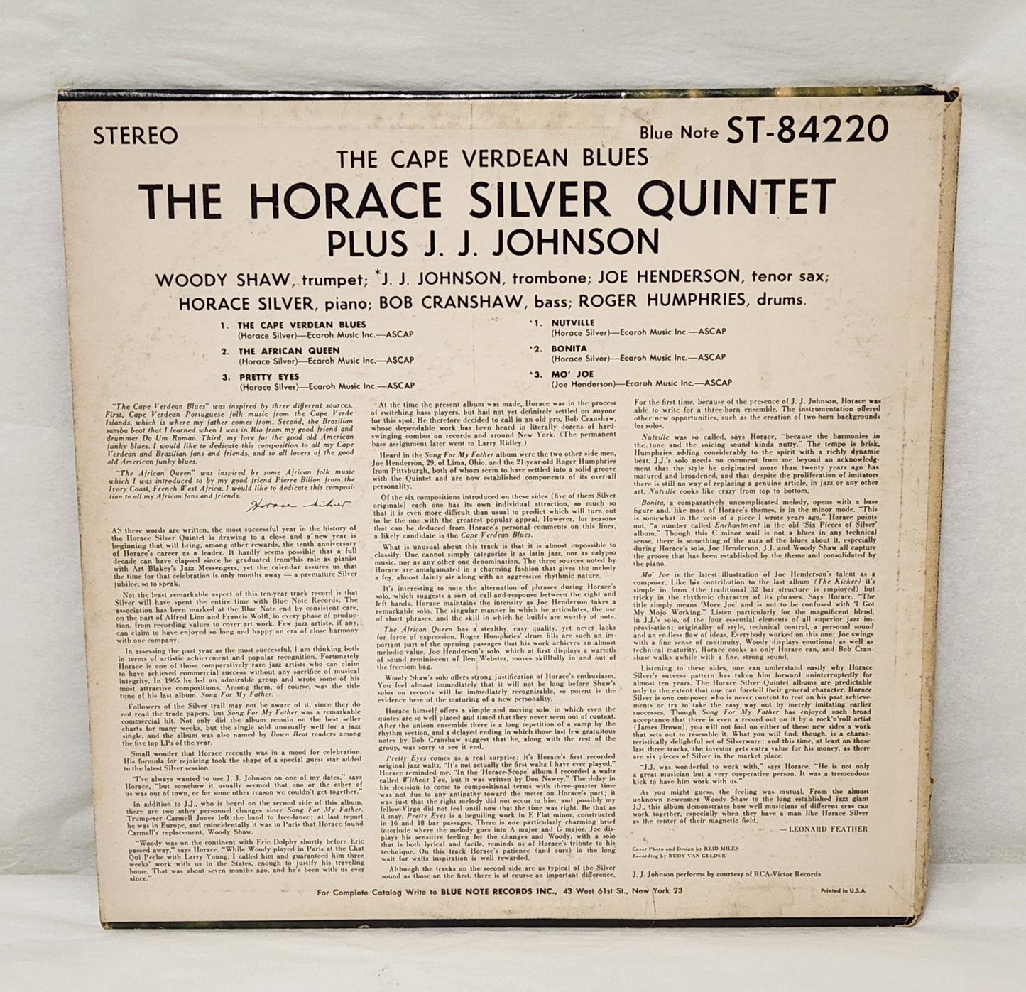The Horace Silver Quintet "The Cape Verdean Blues" 1956 Jazz (Blue Note Records)