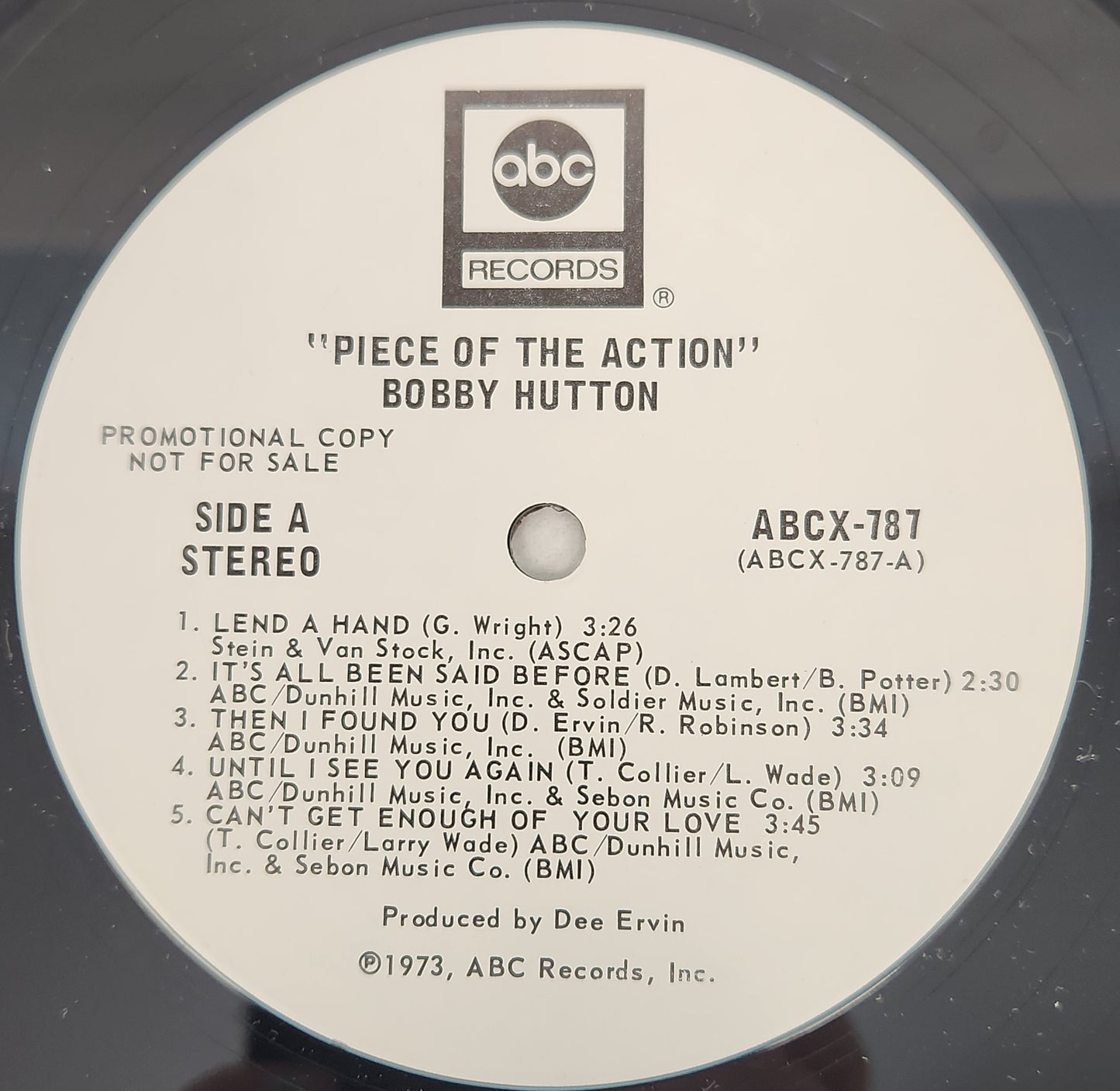 Bobby Hutton "Piece Of The Action" 1973 Funk & Soul Promo Album
