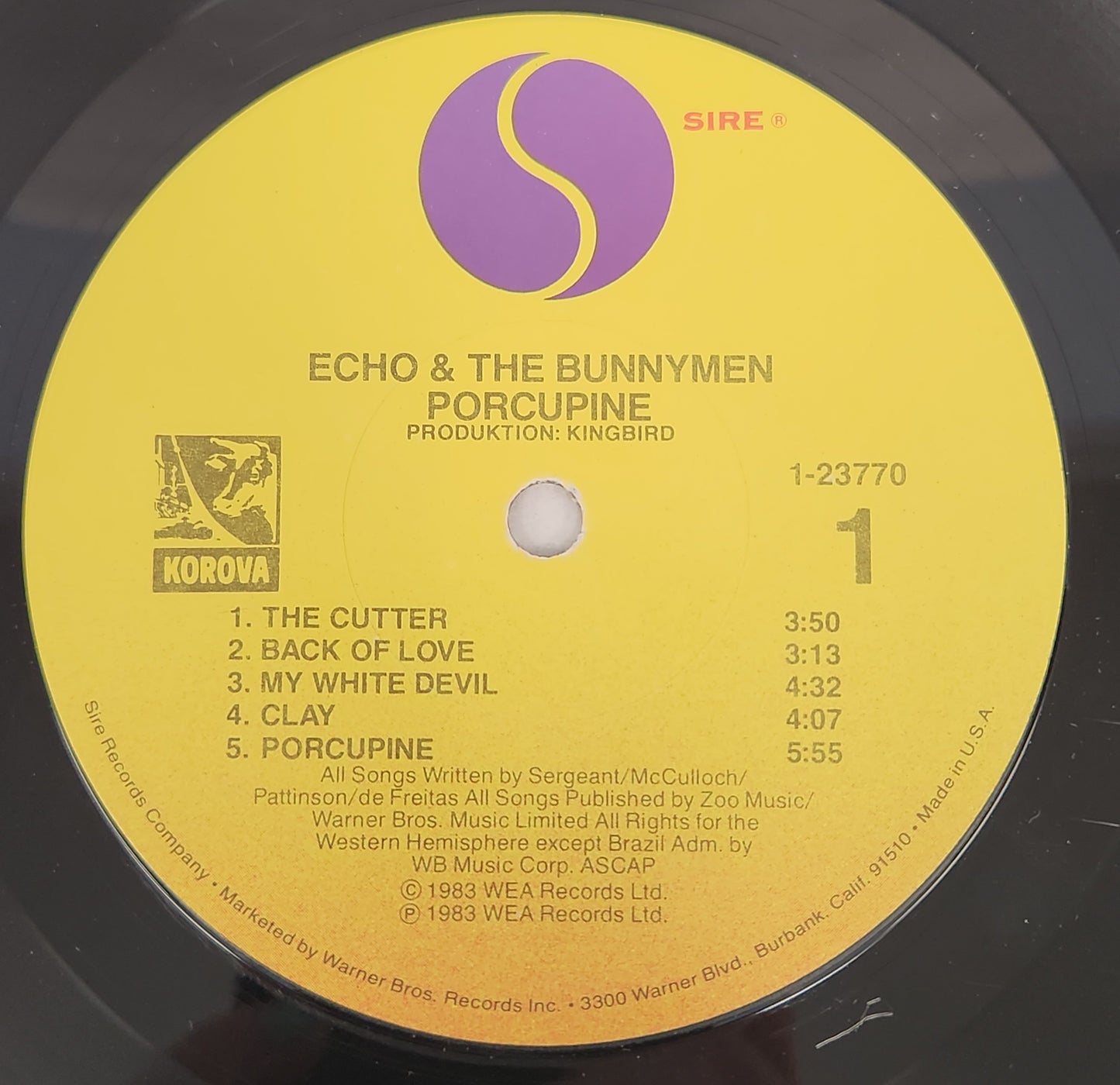 Echo & The Bunnymen "Porcupine" 1983 New Wave Indie Rock Record Album