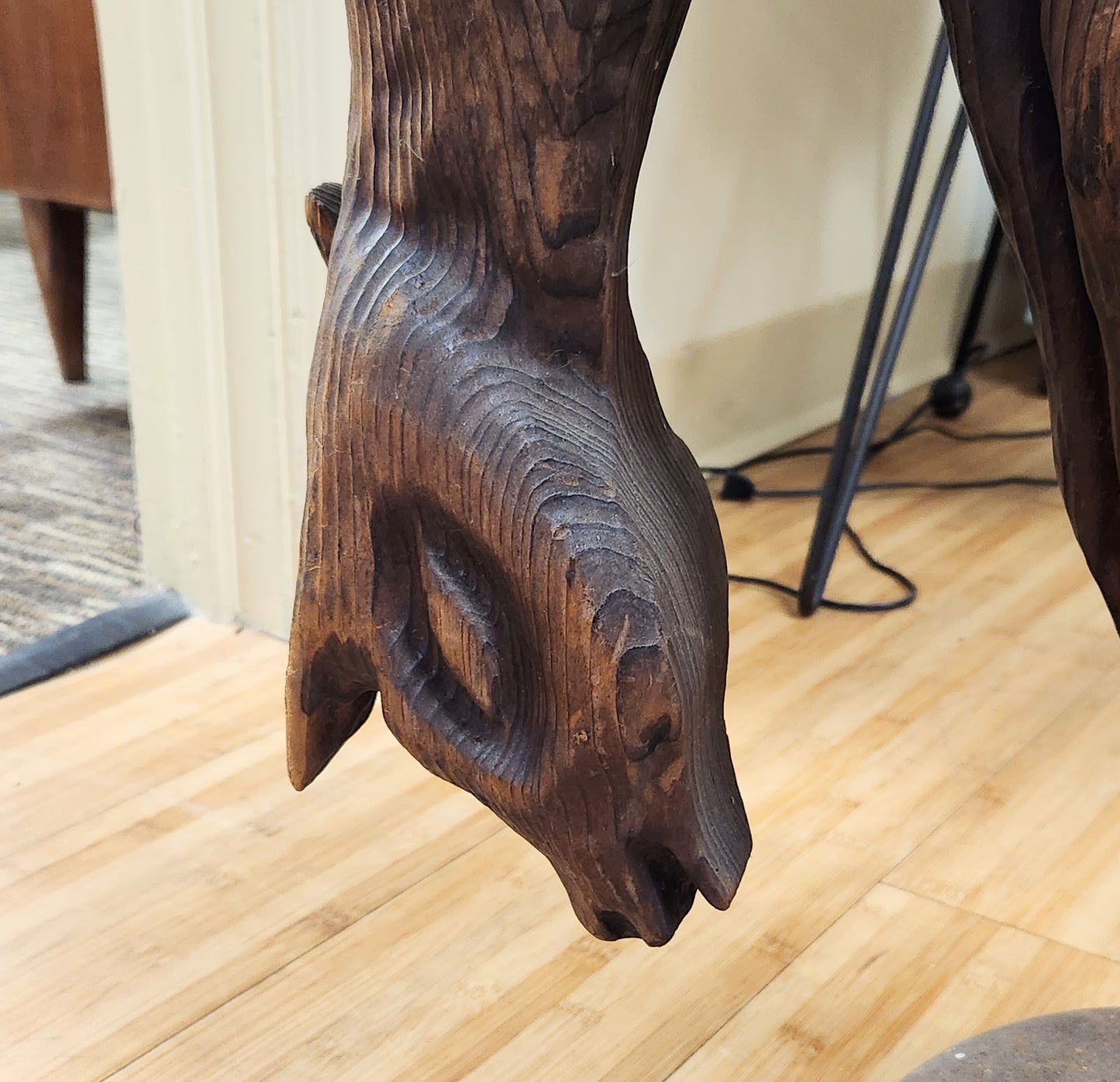 Large Mid-Century Carved Wood Deer Sculpture (Witco?)