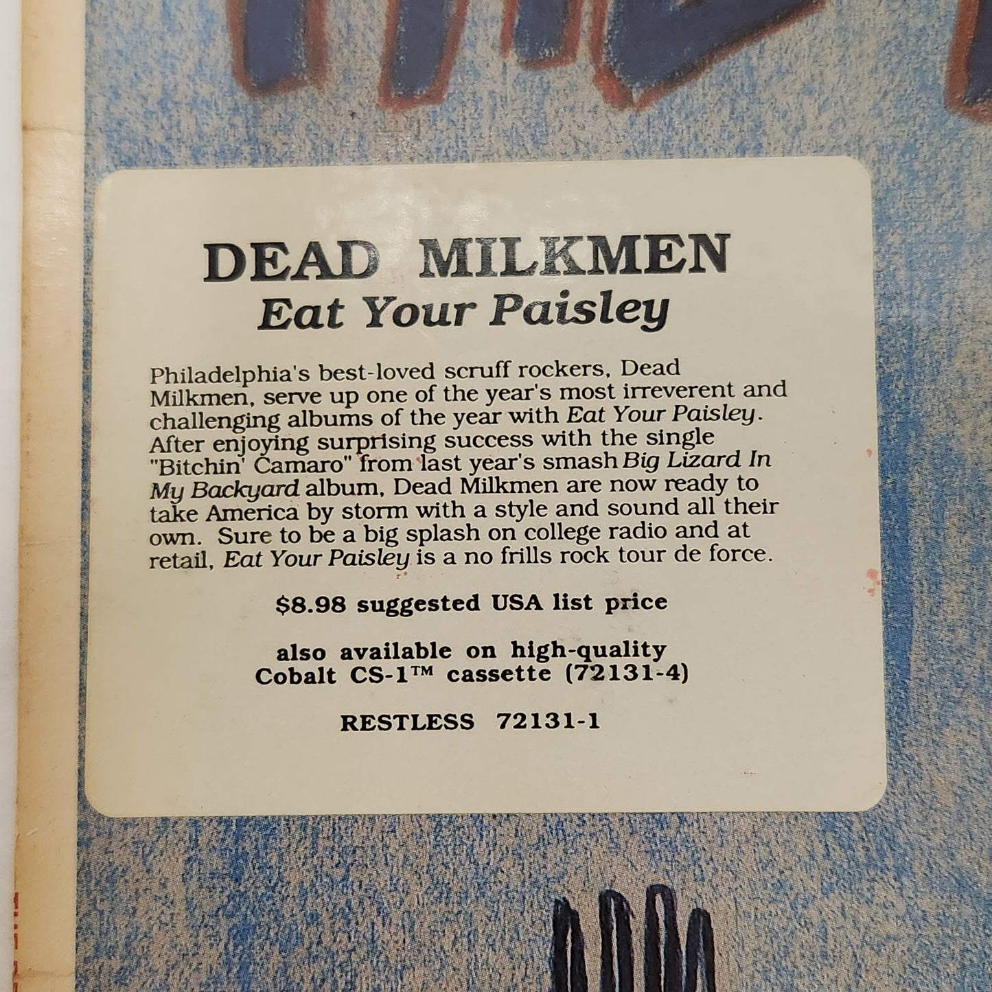 The Dead Milkmen "Eat Your Paisley" 1986 Alt Rock Punk Record Album