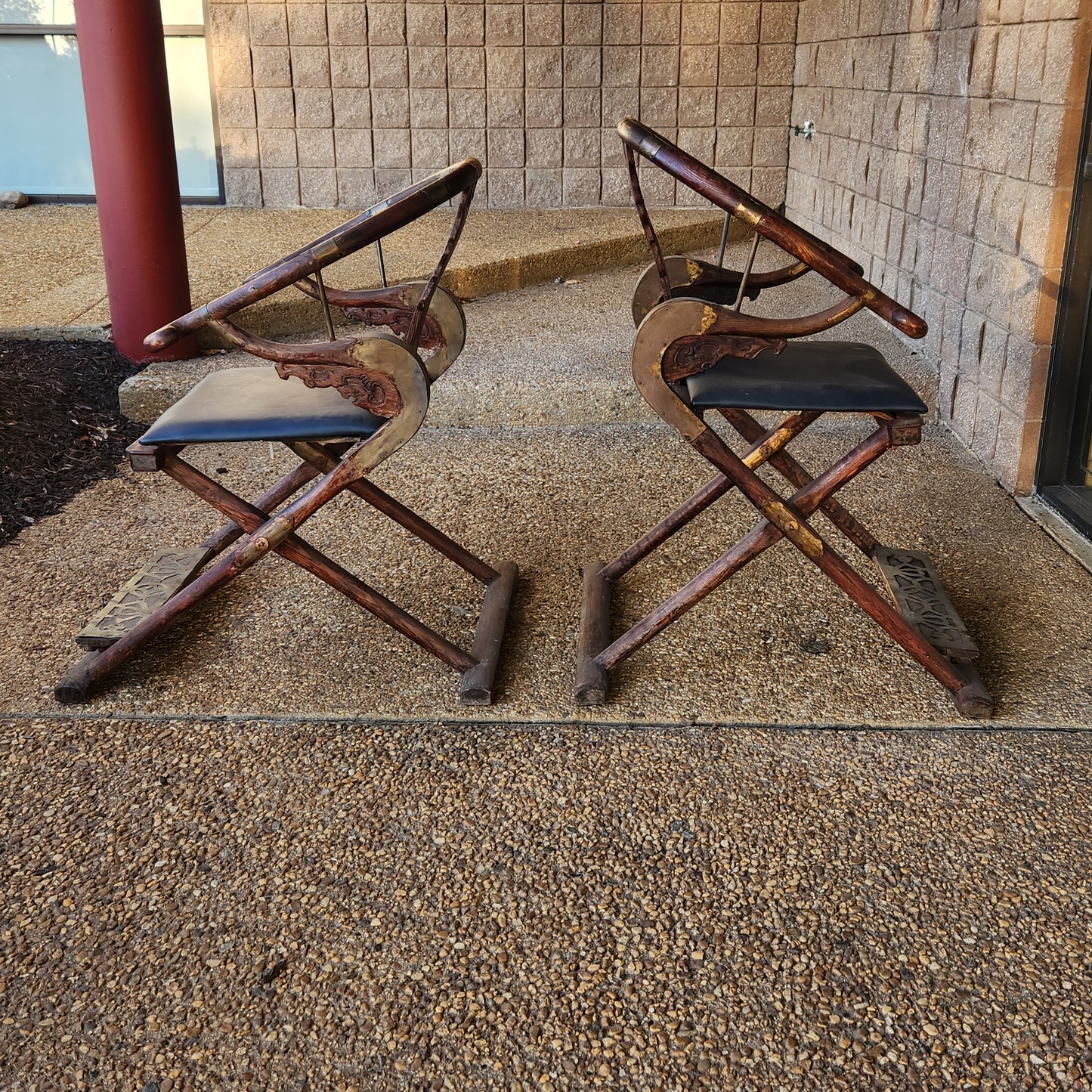 Pair of Antique Chinese Folding Throne Chairs