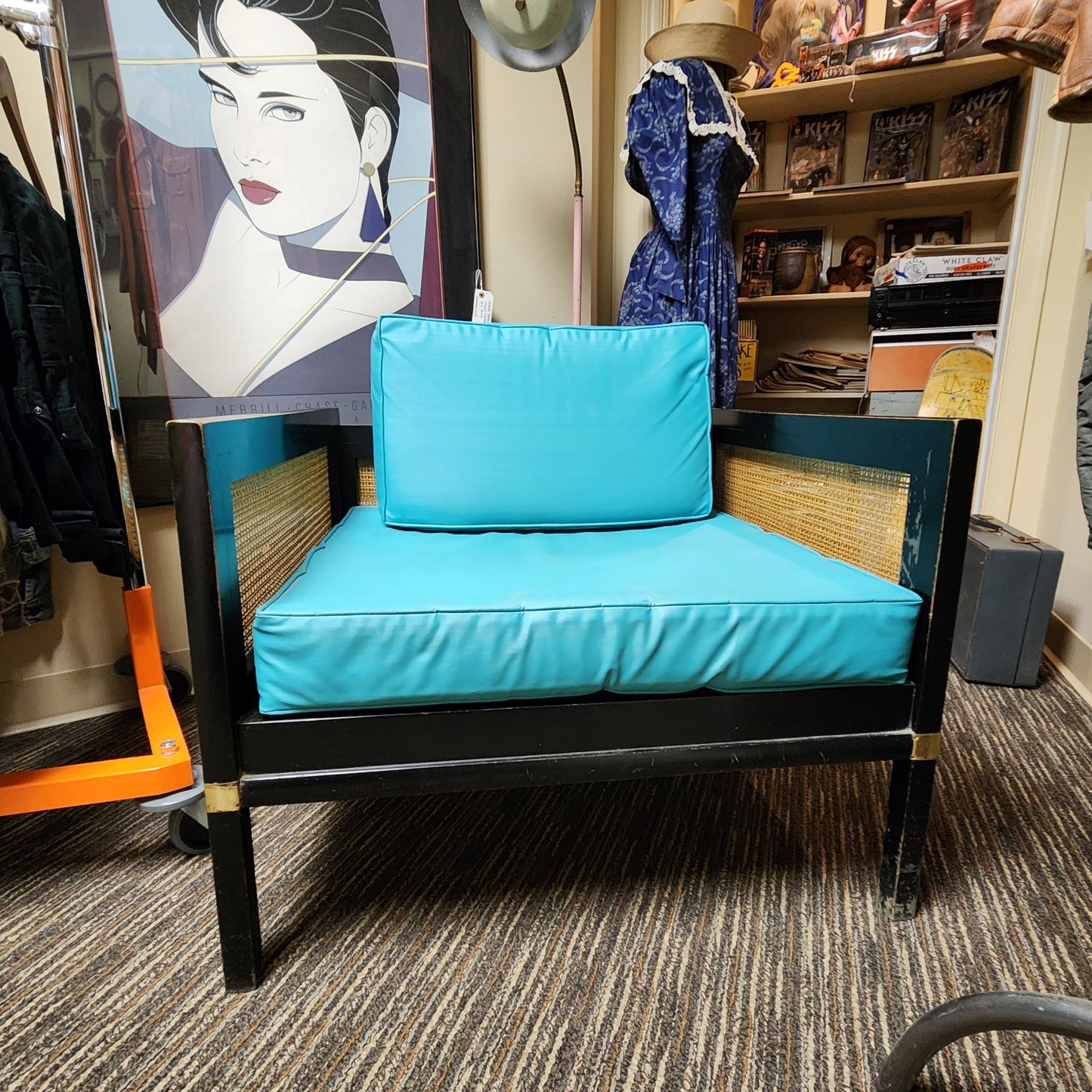 Mid-Century Ebonized Cane Lounge Chair