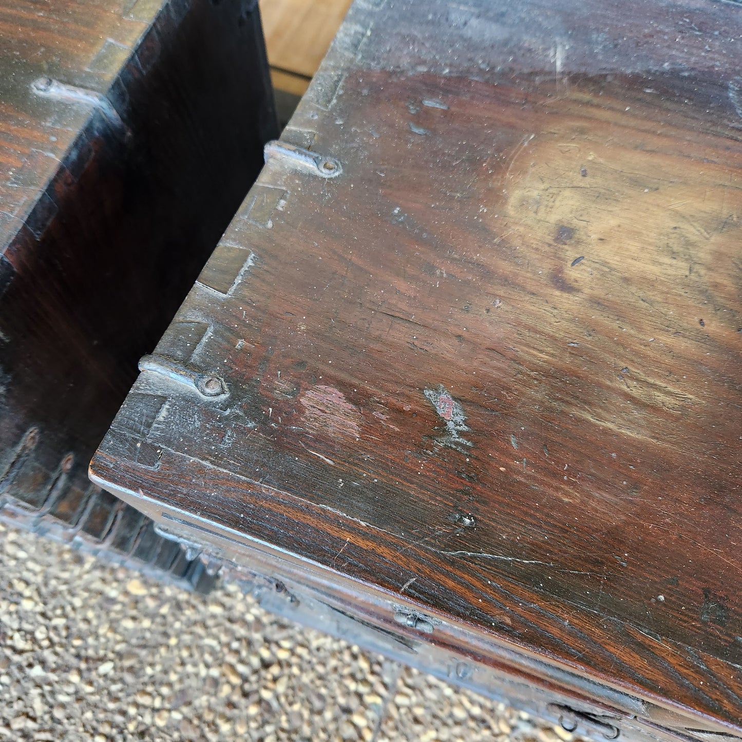 Pair of Vintage Korean Iron & Wood End Tables / Nightstands
