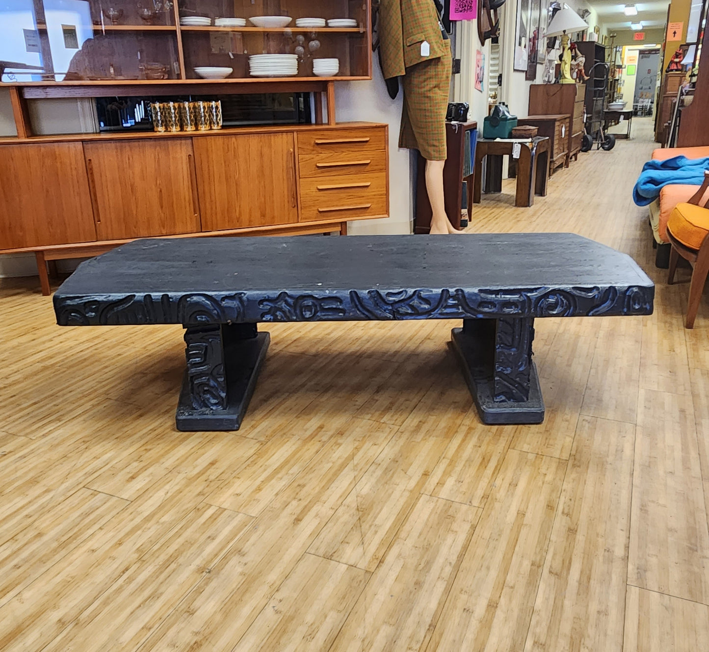 Carved Wood Brutalist Witco-Style Coffee Table