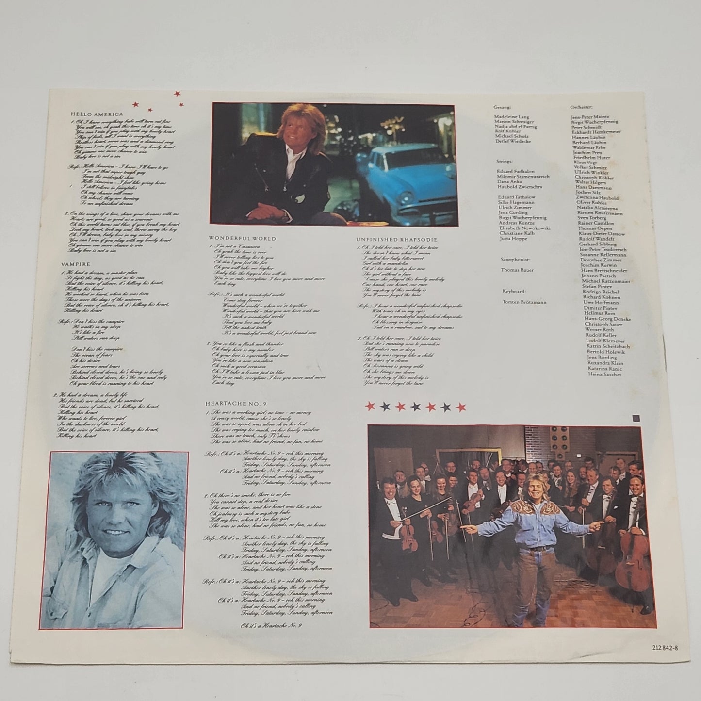 Rare Blue System "Hello America" 1992 Synth Pop Disco Record Album
