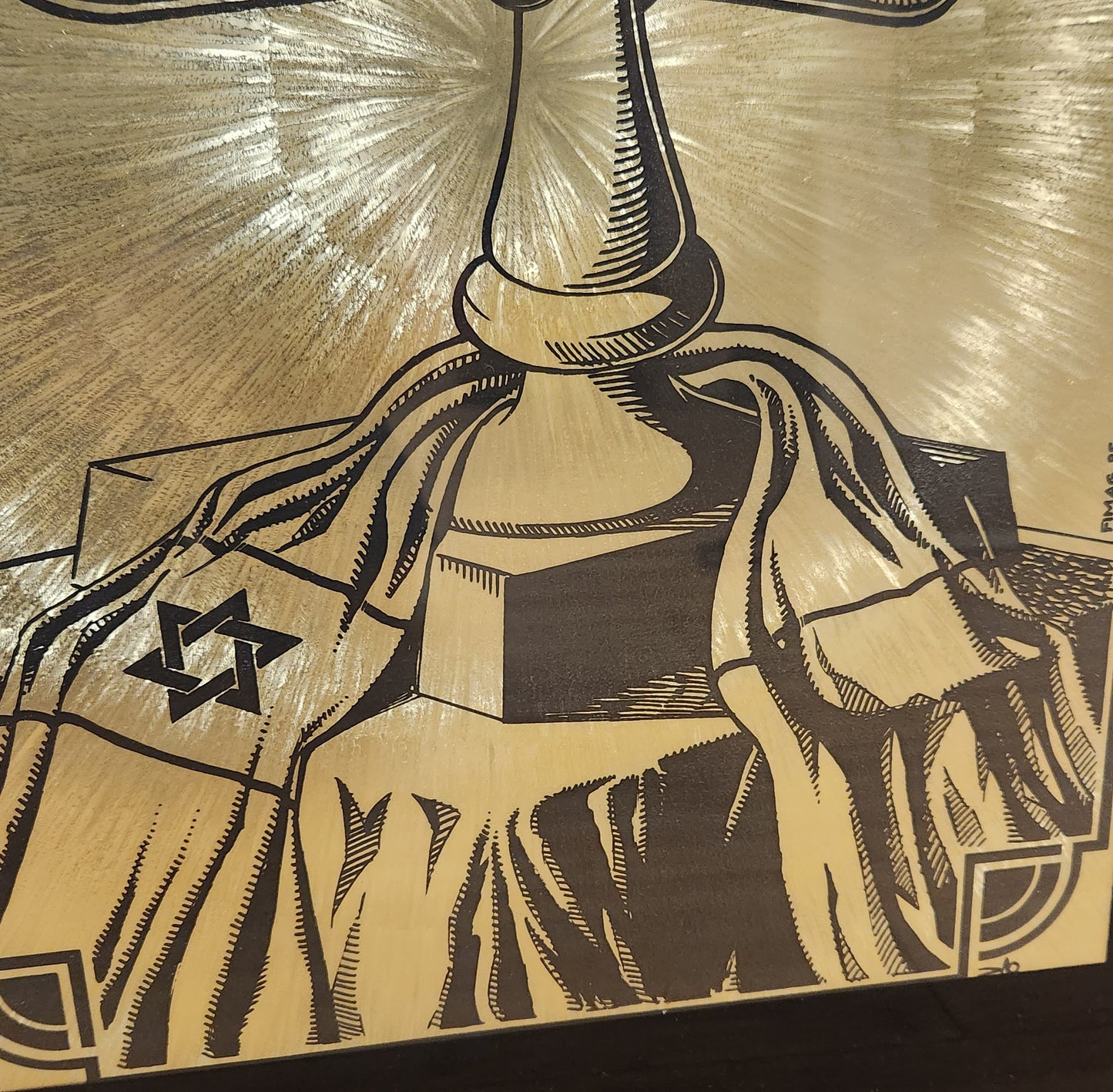 1980's Postmodern Judaica Menorah Wall Art