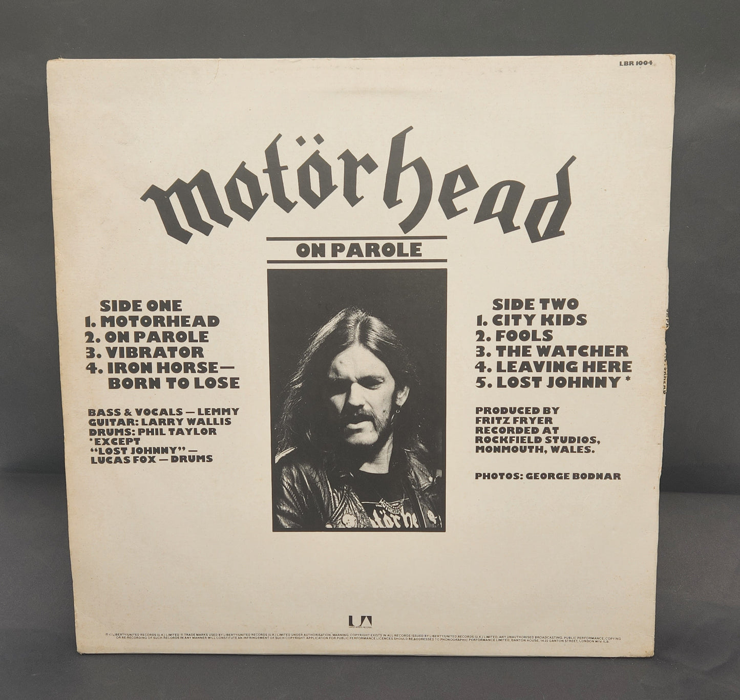 Motorhead "On Parole" Original 1979 UK Pressing Heavy Metal Album