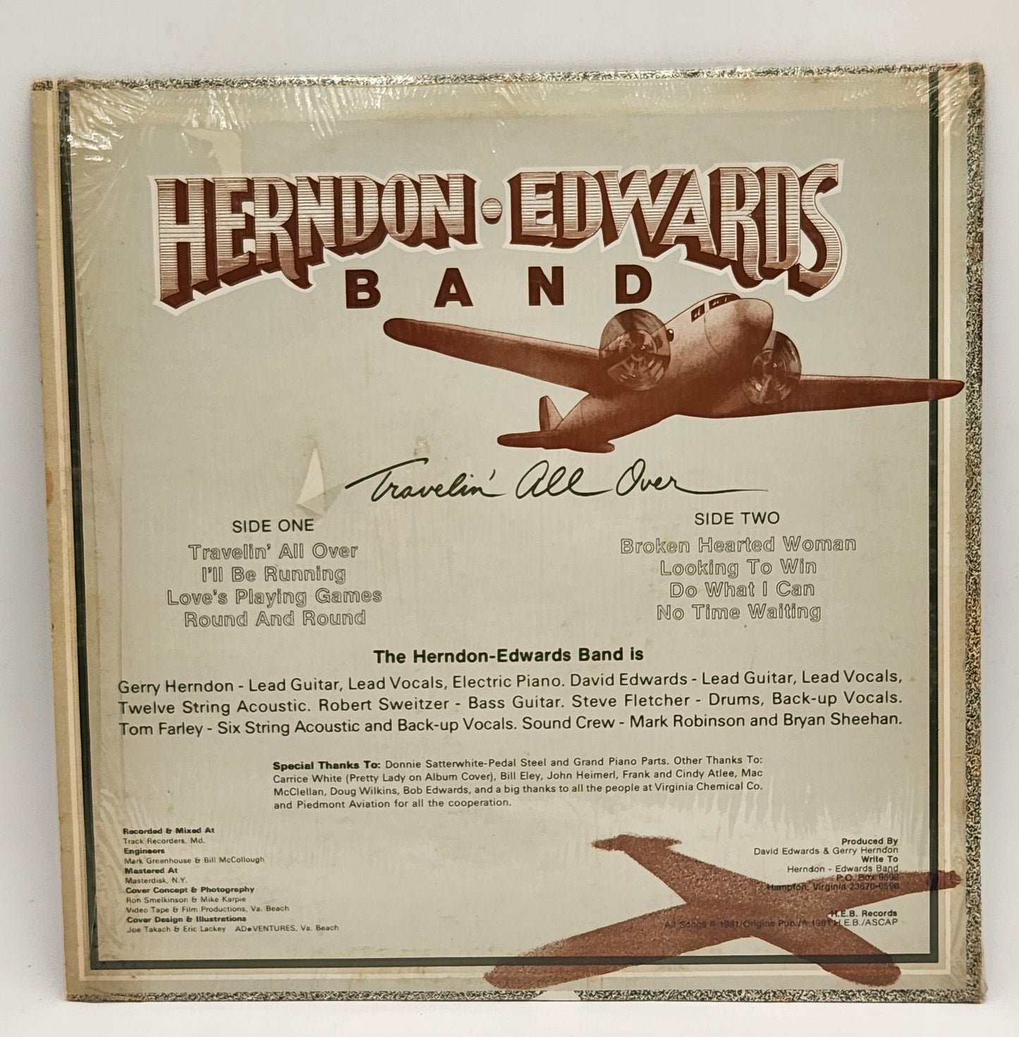 Herndon-Edwards Band "Travelin All Over" 1981 Rock Record Album