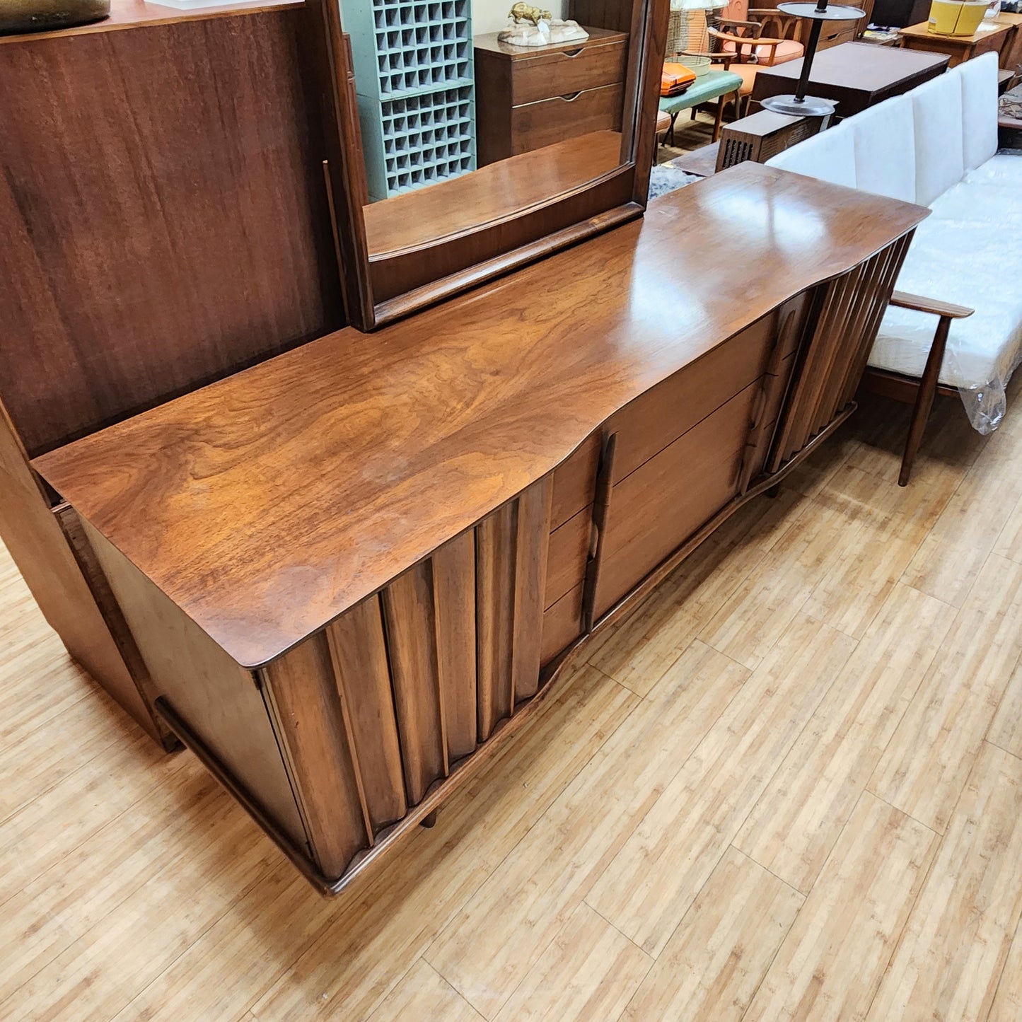 Mid-Century 9 Drawer Lowboy Dresser By United Furniture