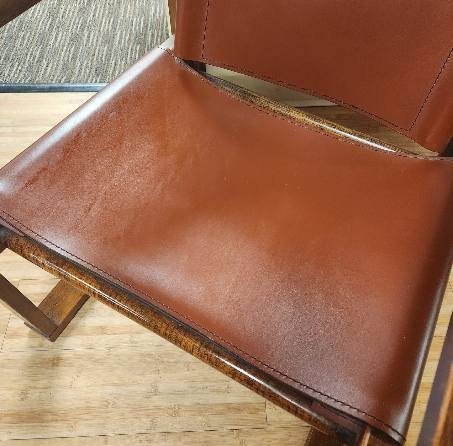 Mid-Century Modern Leather Sling Chair