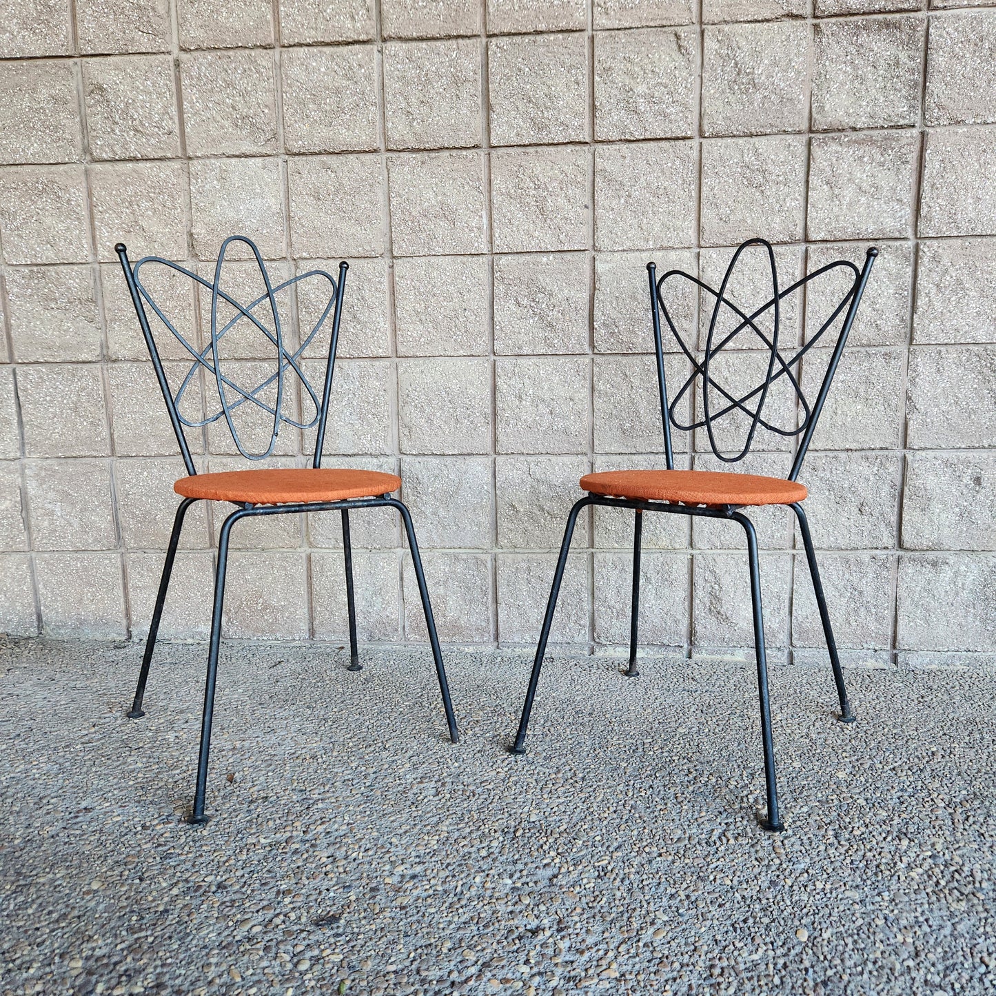 Pair of Mid-Century Atomic Iron Chairs