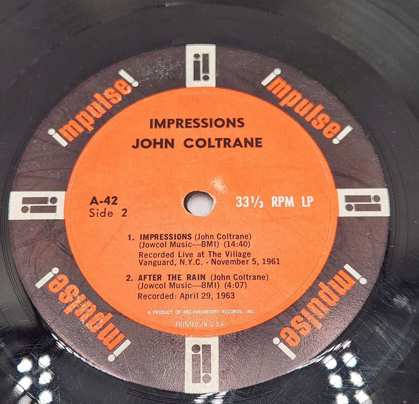 John Coltrane "Impressions" 1963 1st Mono Pressing Jazz Record Album