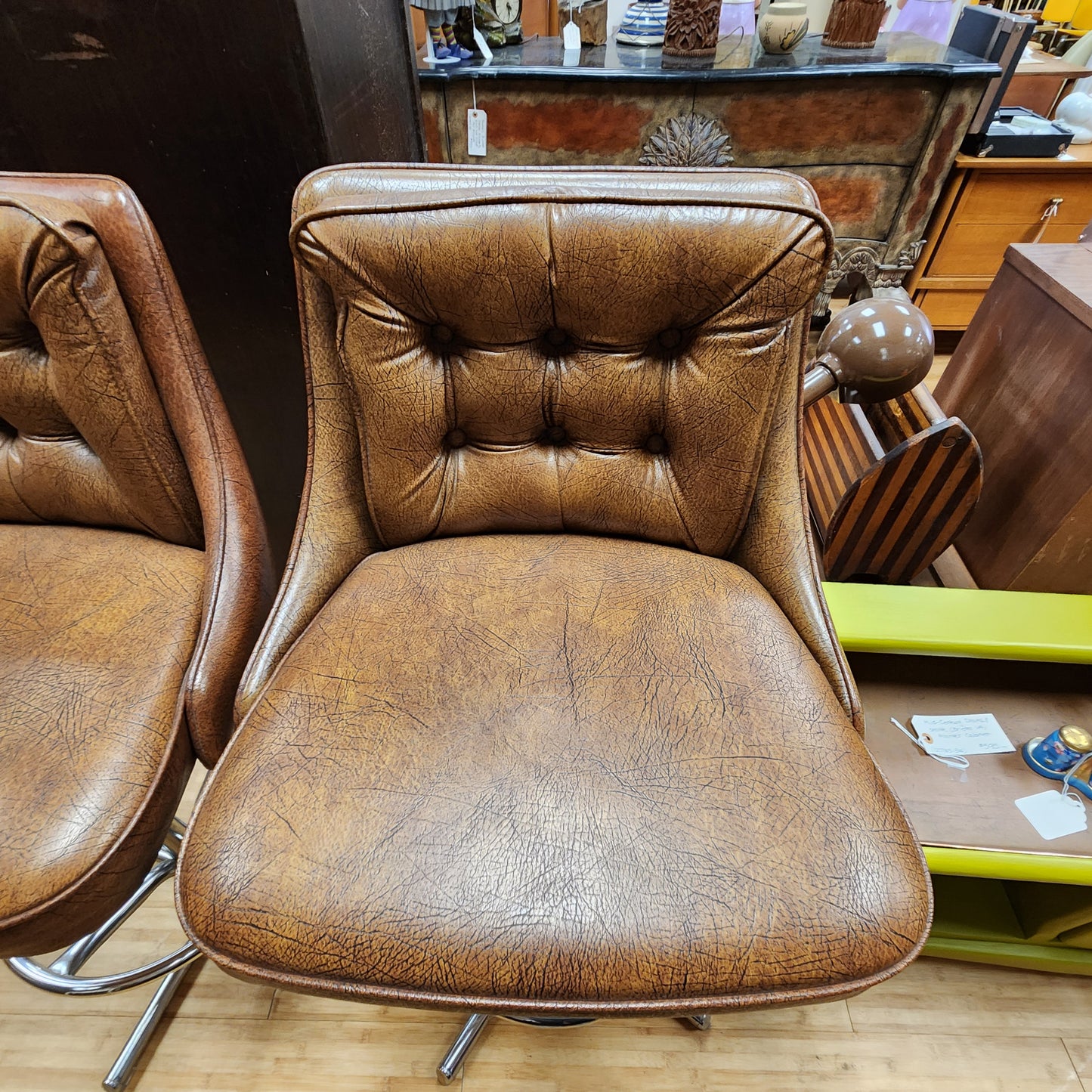 Pair of Mid-Century Daystrom Leather Swivel Bar Stools