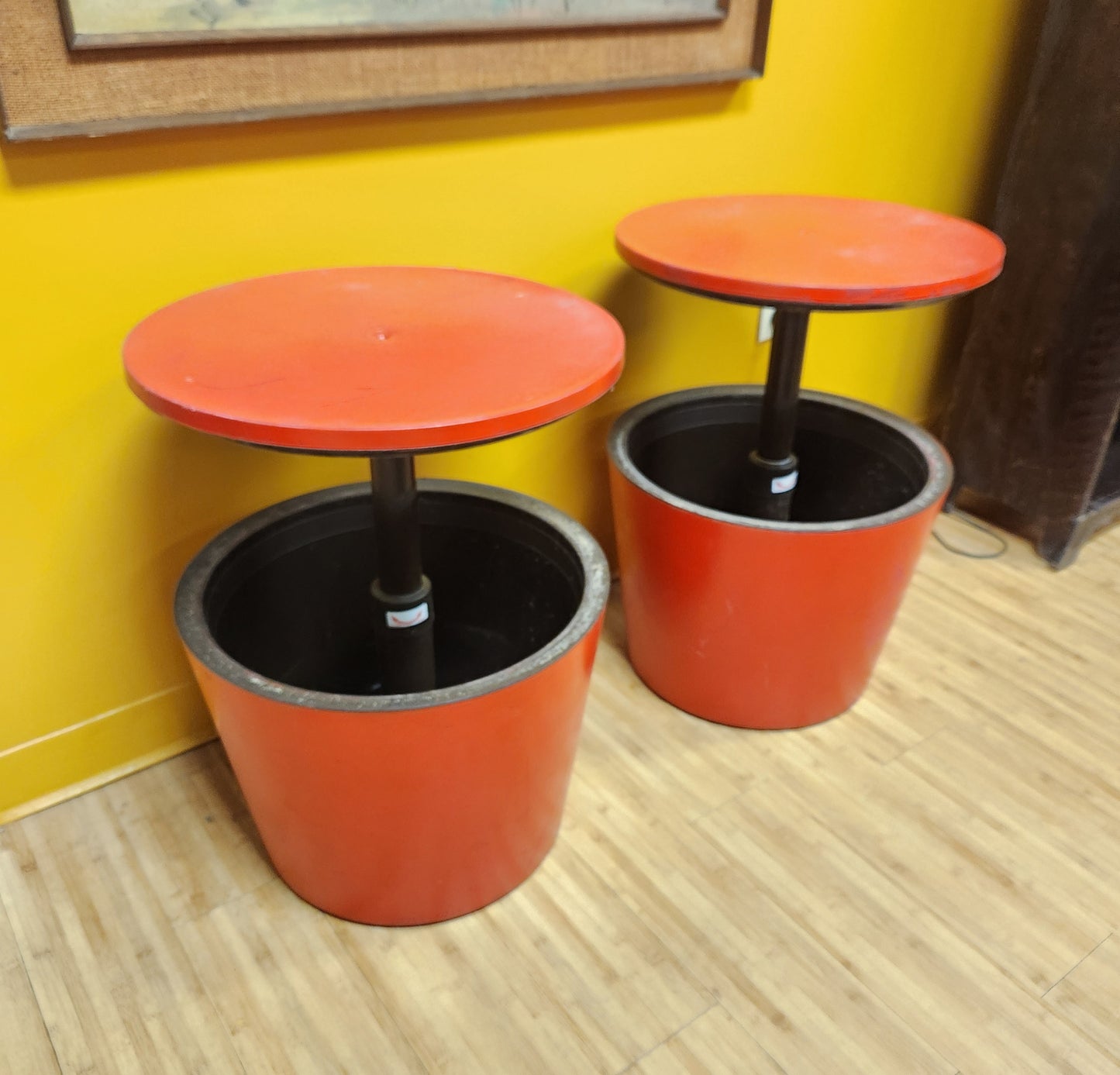 Pair of Red Industrial Storage / Server Side Tables