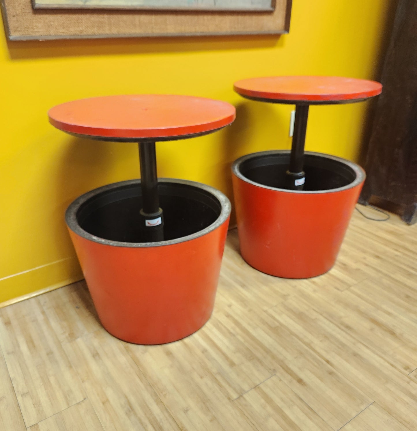 Pair of Red Industrial Storage / Server Side Tables