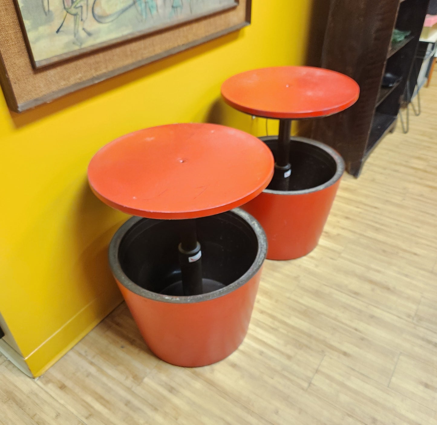 Pair of Red Industrial Storage / Server Side Tables