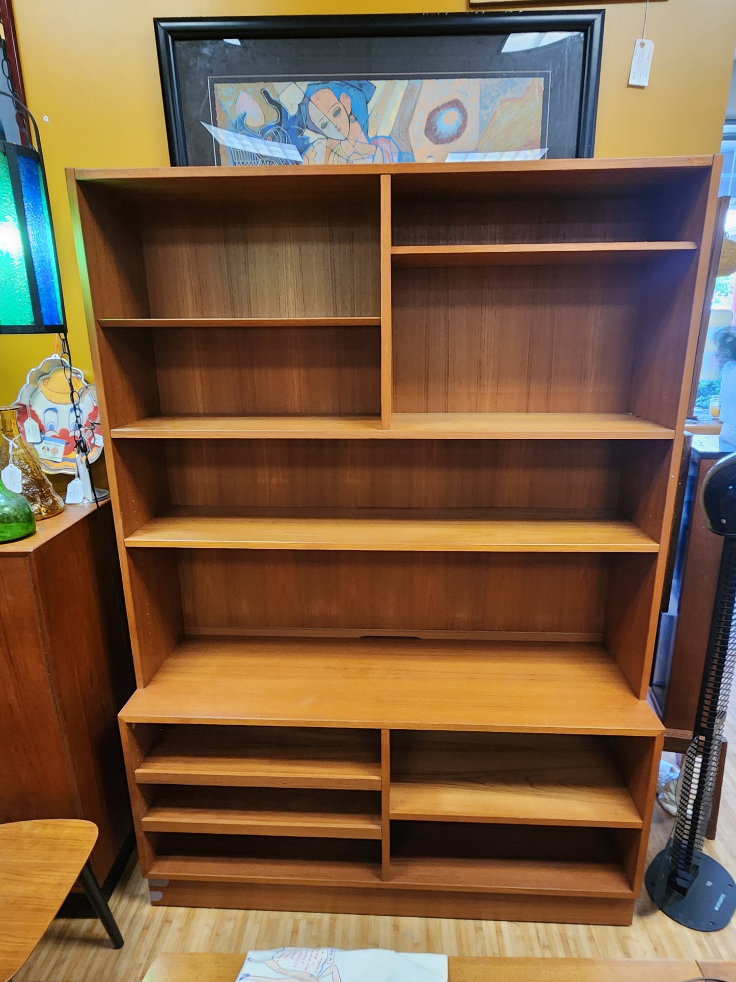 MCM Poul Hundevad 2 Piece Teak Bookcase Media Cabinet