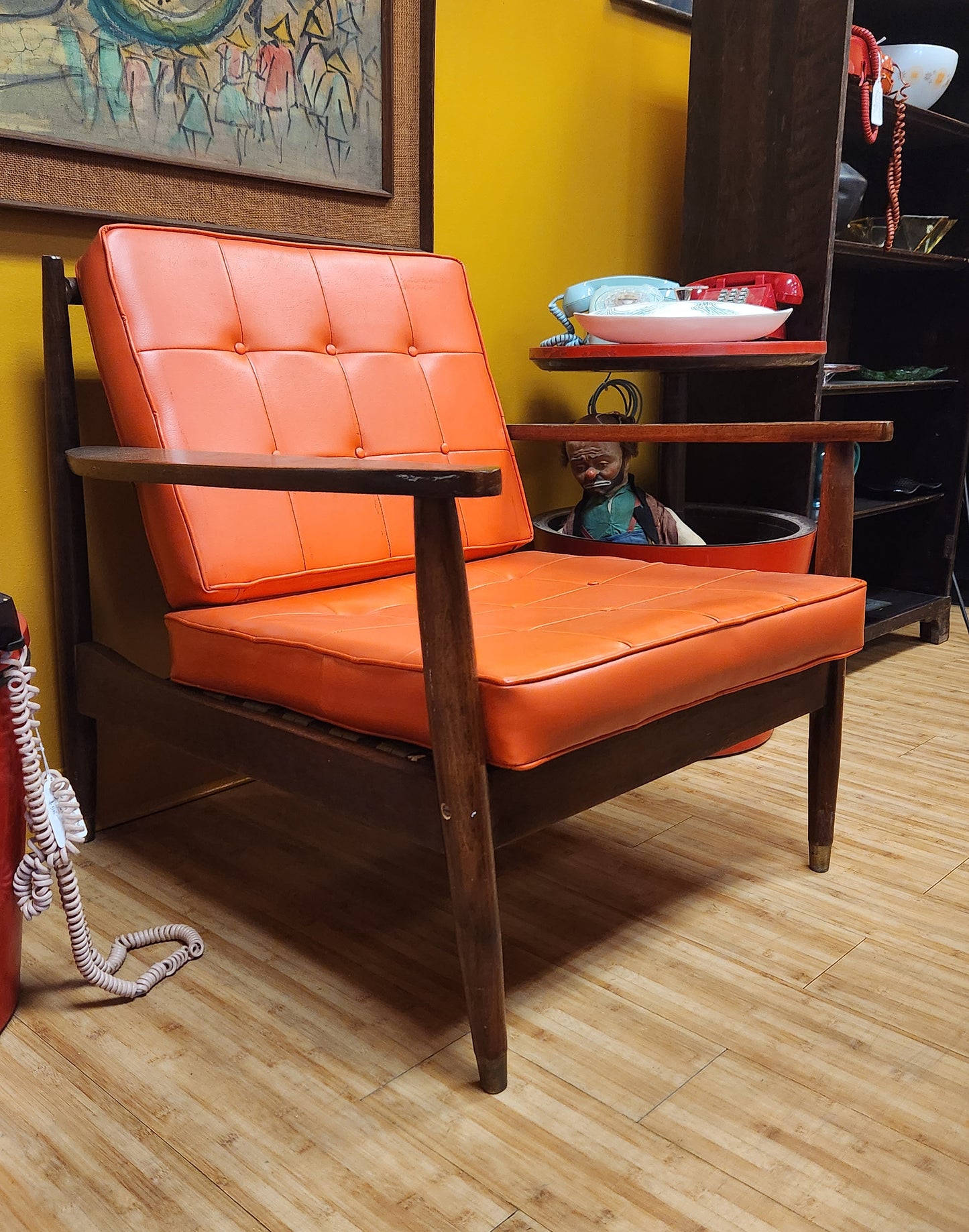 Mid-Century Newline Walnut & Orange Lounge Chair