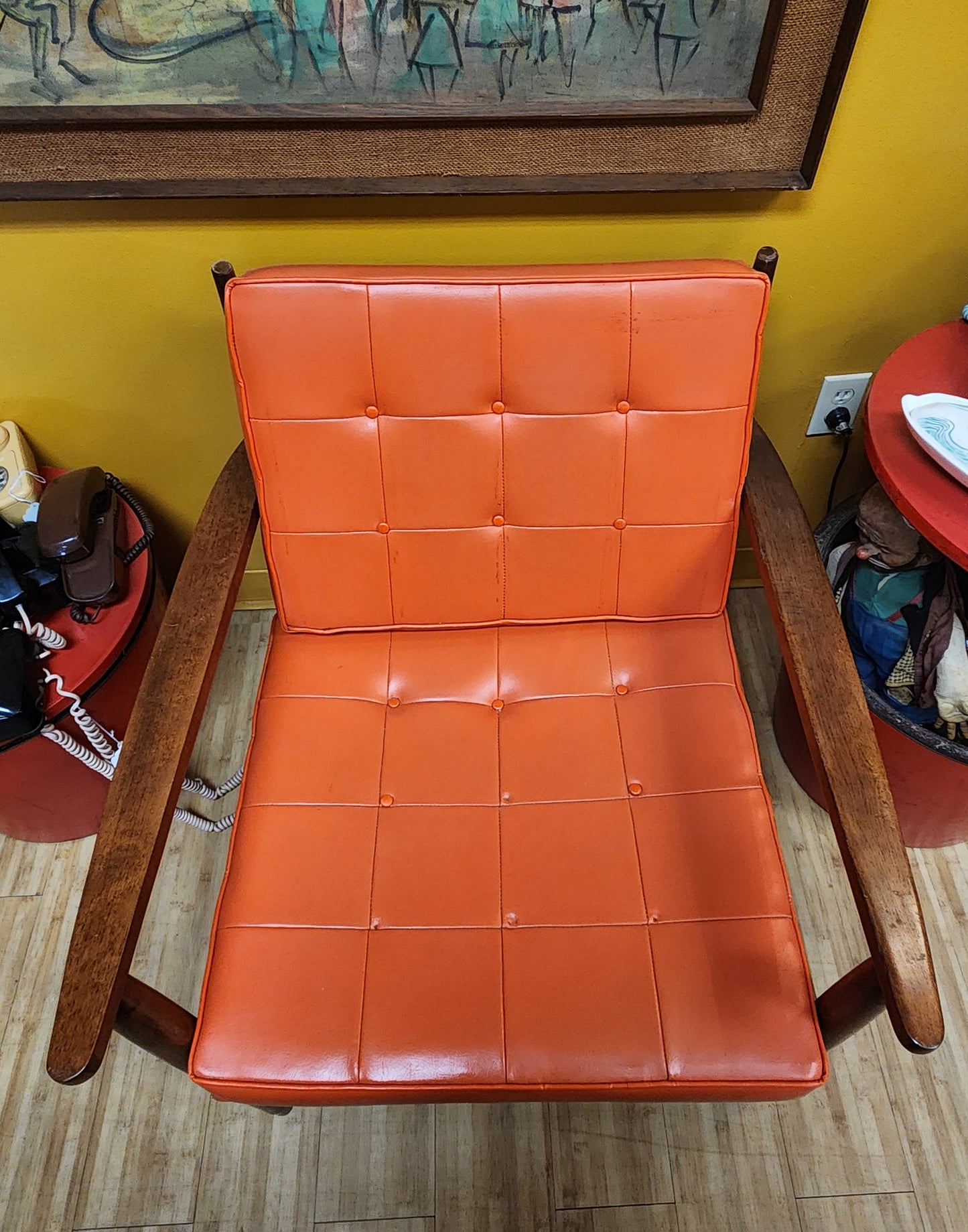 Mid-Century Newline Walnut & Orange Lounge Chair