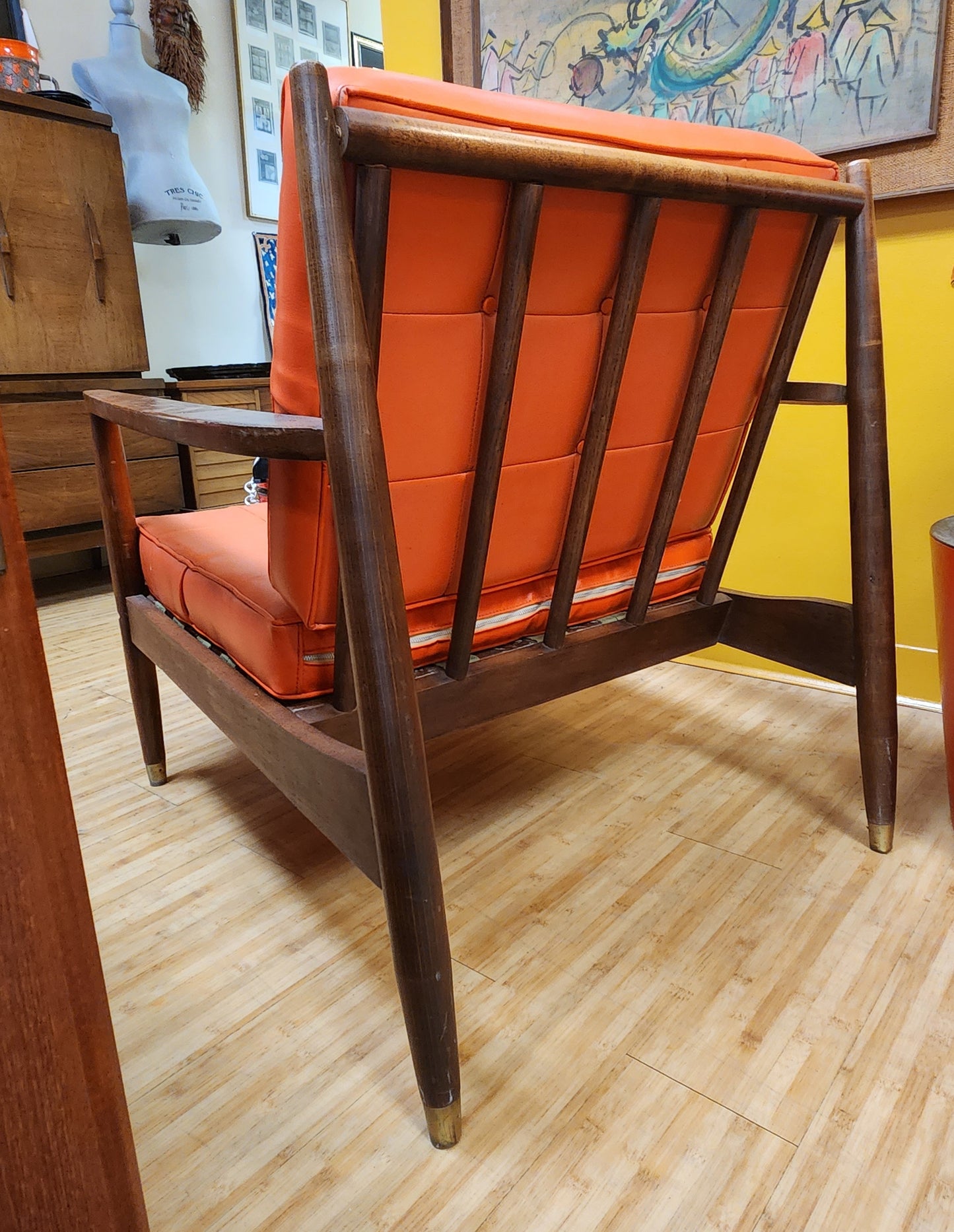 Mid-Century Newline Walnut & Orange Lounge Chair