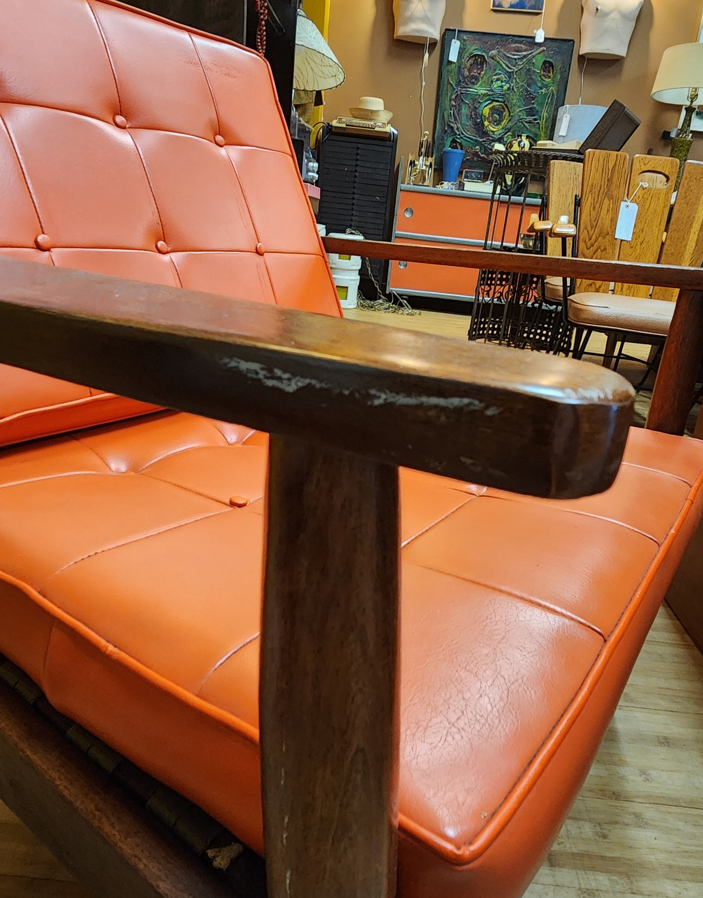 Mid-Century Newline Walnut & Orange Lounge Chair