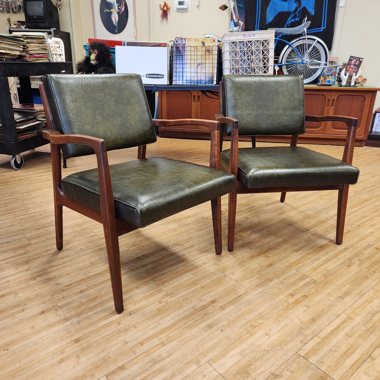 Pair Of Walnut Mid-Century Lounge Chairs