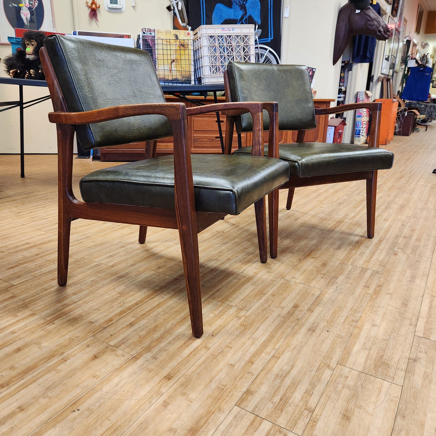 Pair Of Walnut Mid-Century Lounge Chairs