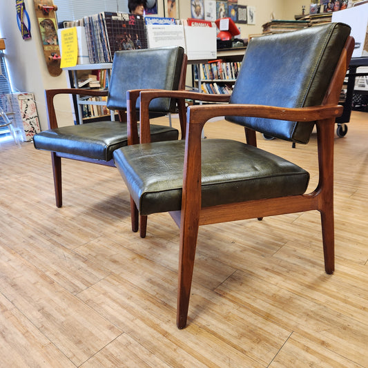 Pair Of Walnut Mid-Century Lounge Chairs