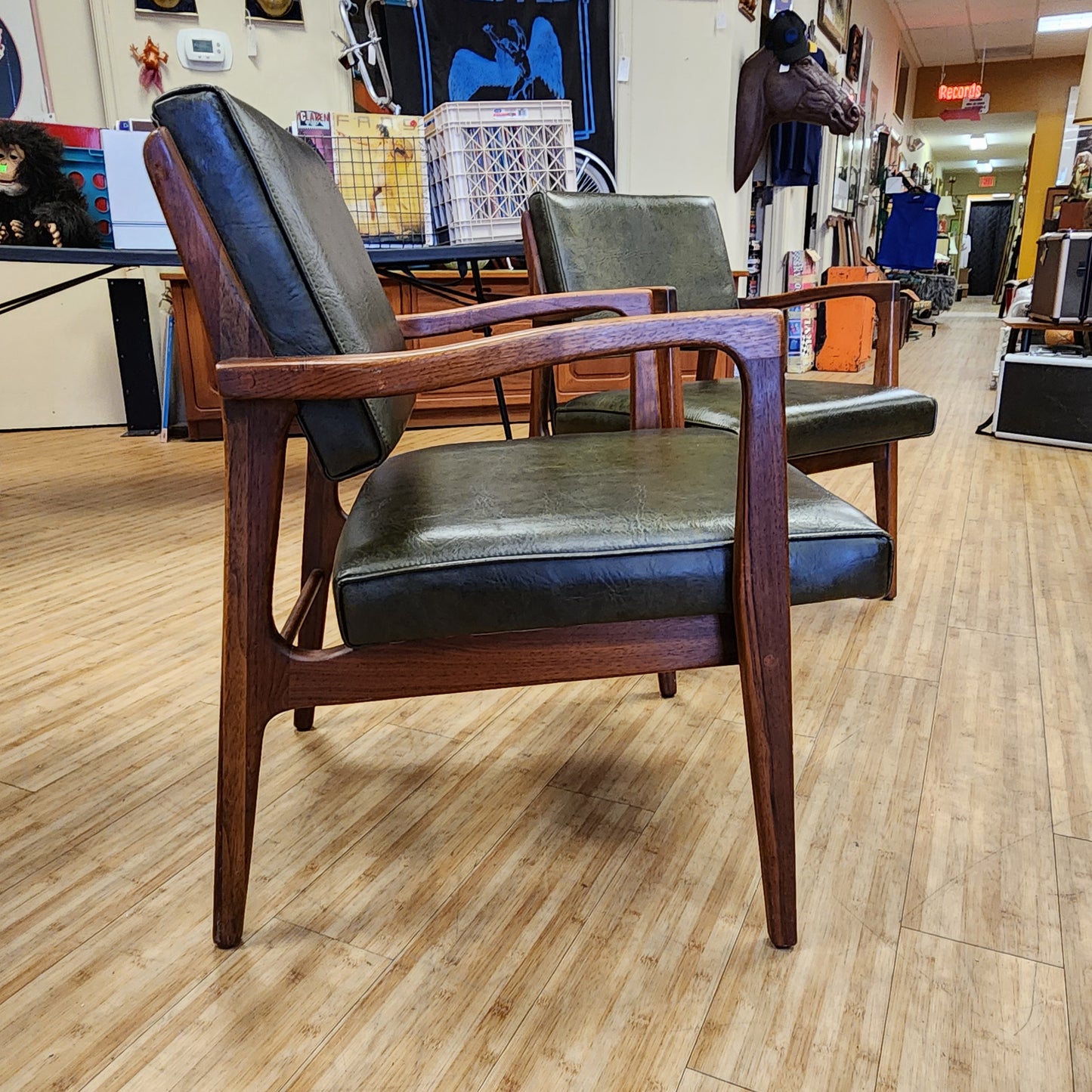 Pair Of Walnut Mid-Century Lounge Chairs