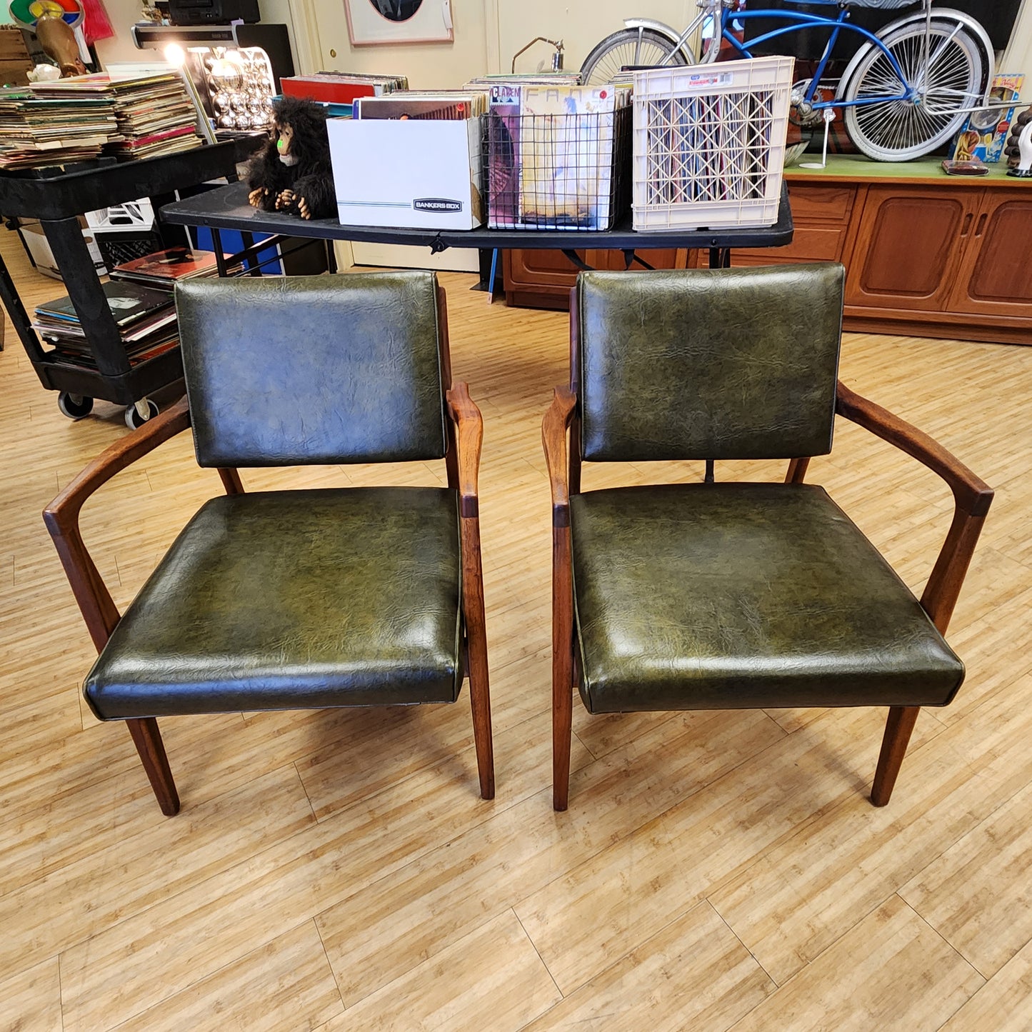 Pair Of Walnut Mid-Century Lounge Chairs