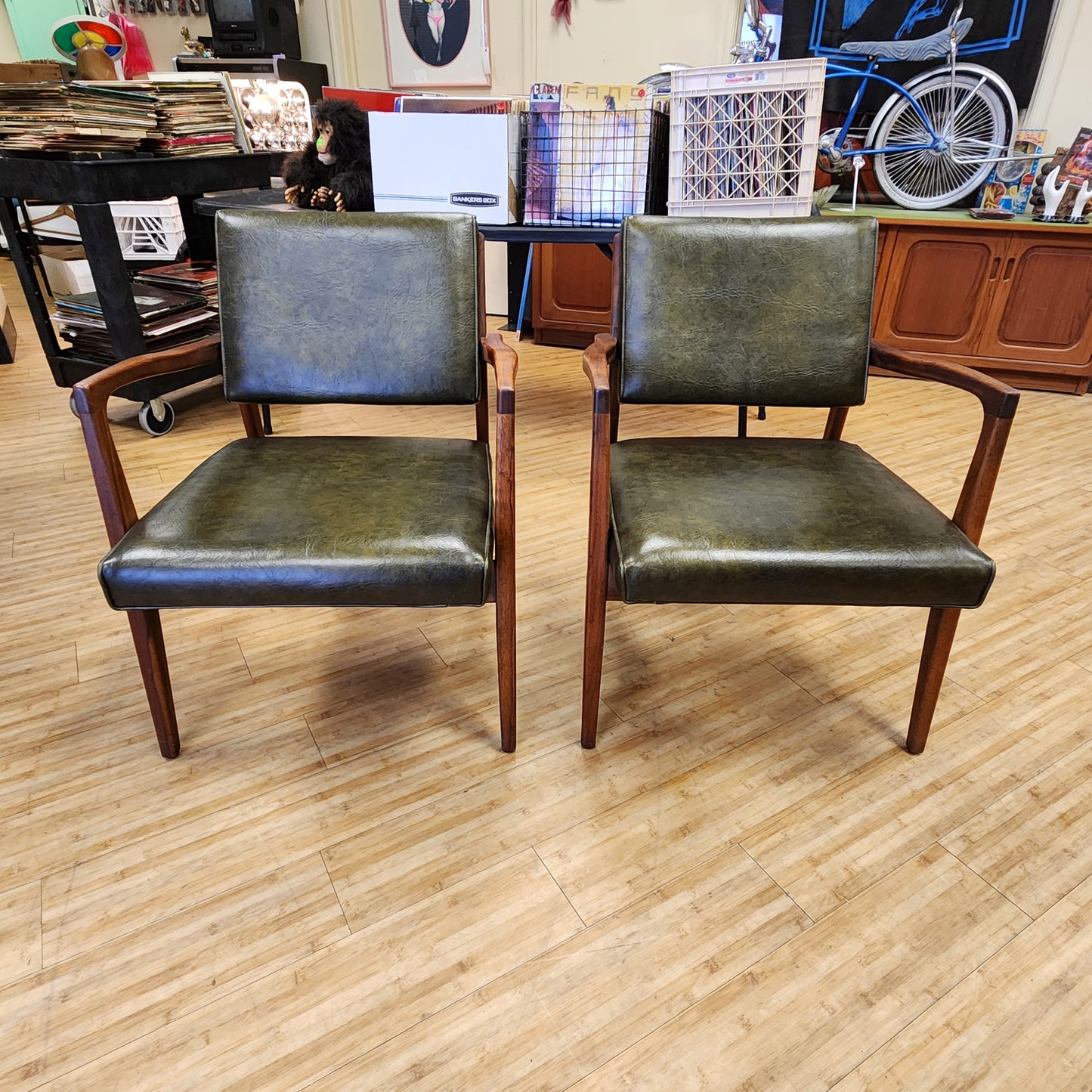 Pair Of Walnut Mid-Century Lounge Chairs