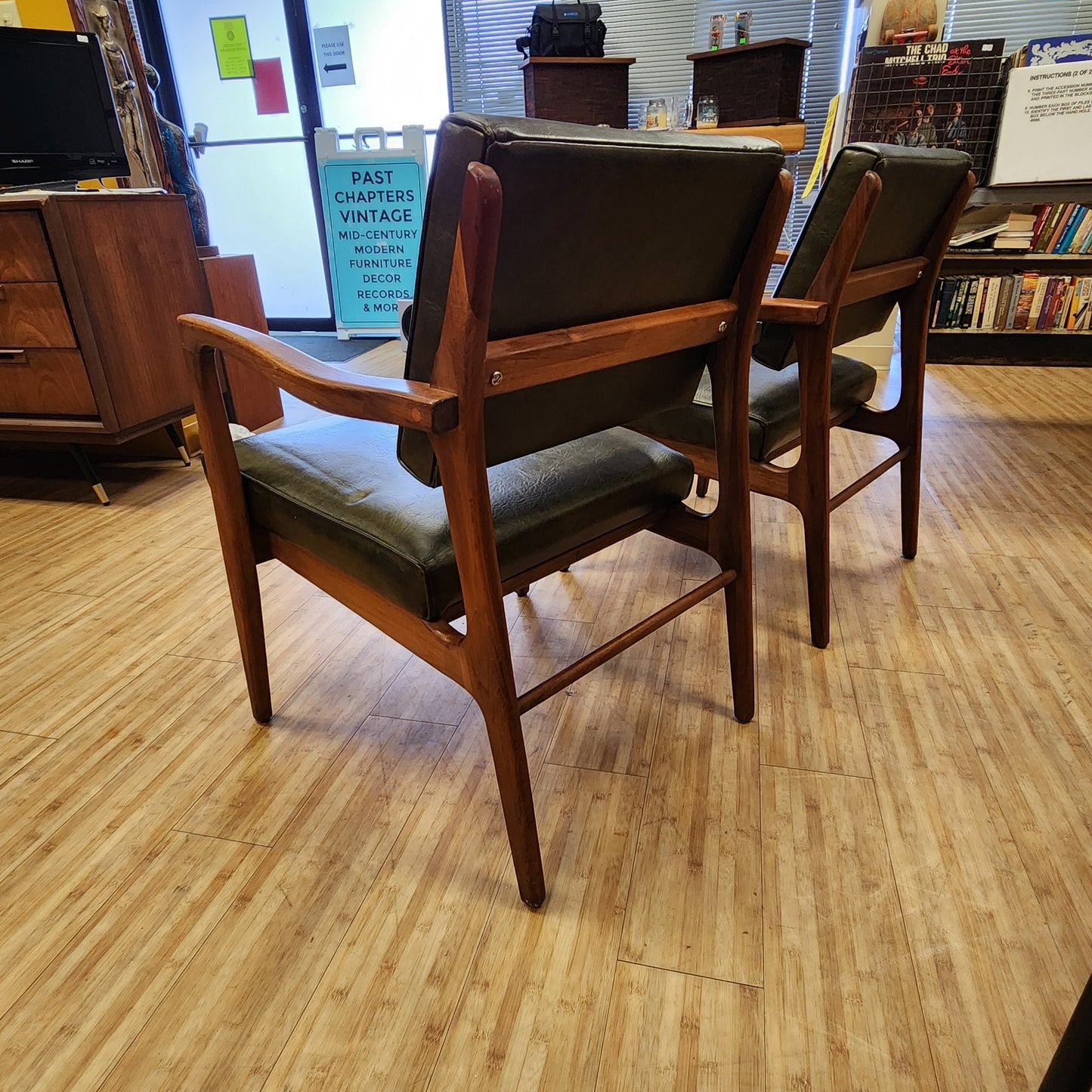 Pair Of Walnut Mid-Century Lounge Chairs