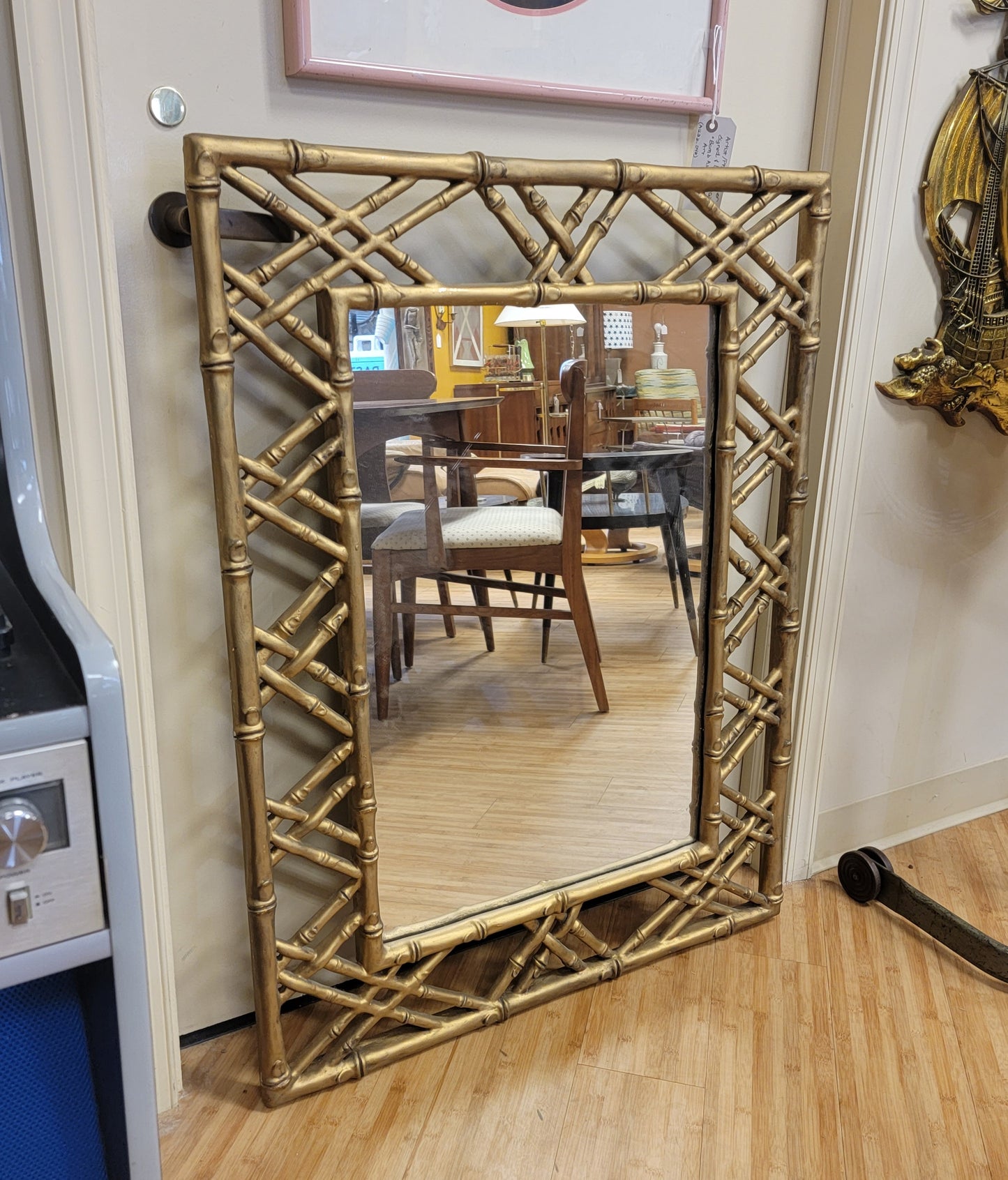 Faux Bamboo Resin Wall Hanging Mirror