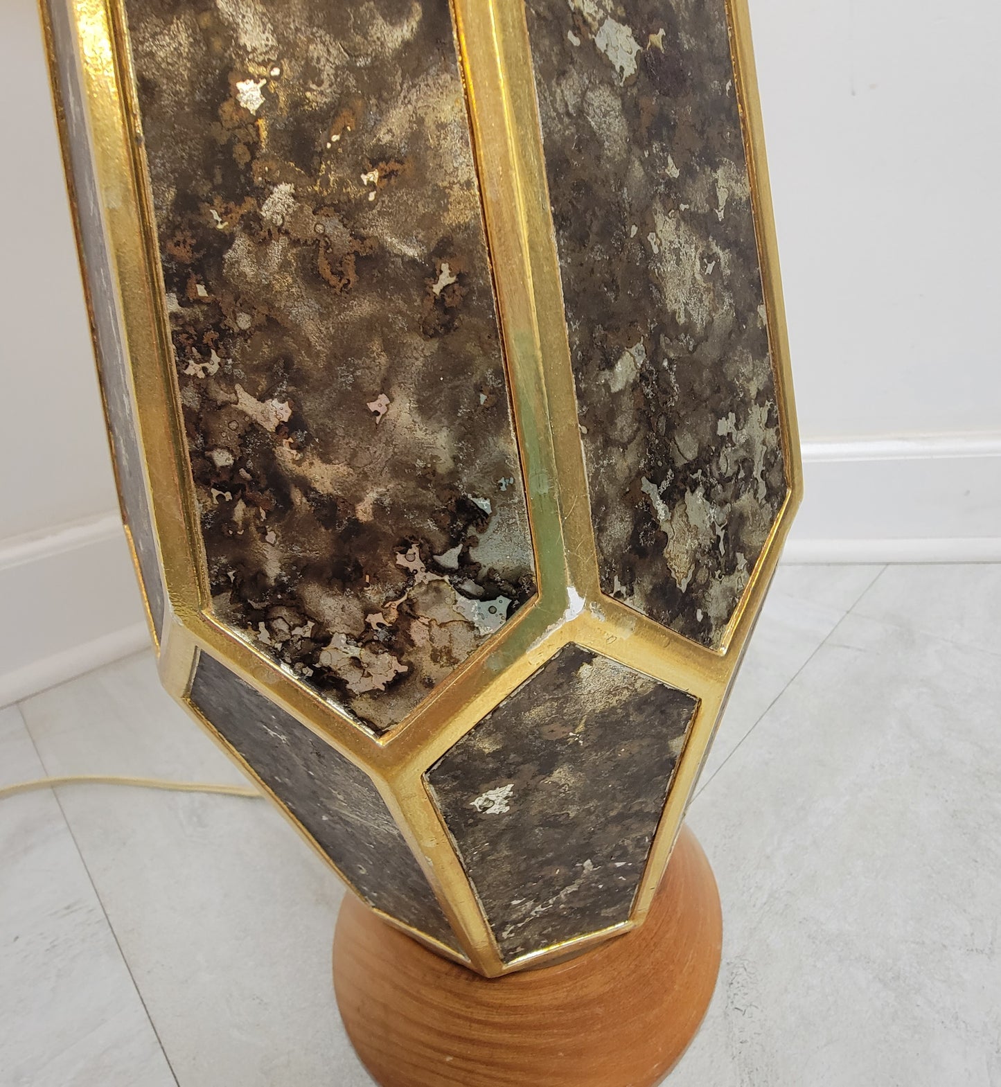 Mid-Century Tall Mica-Style Table Lamp