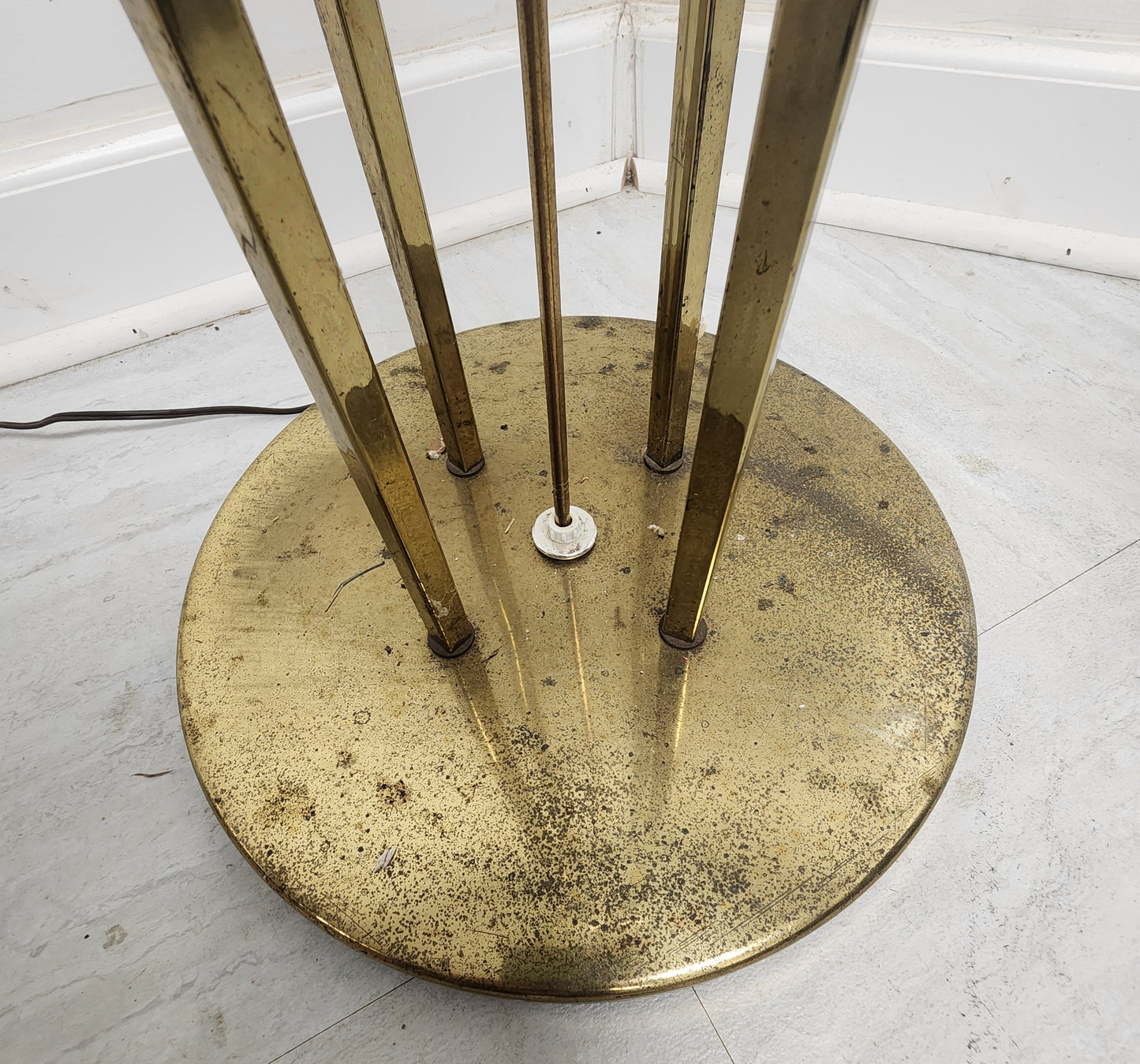 Mid-Century Modern 4 Light Brass Floor Lamp