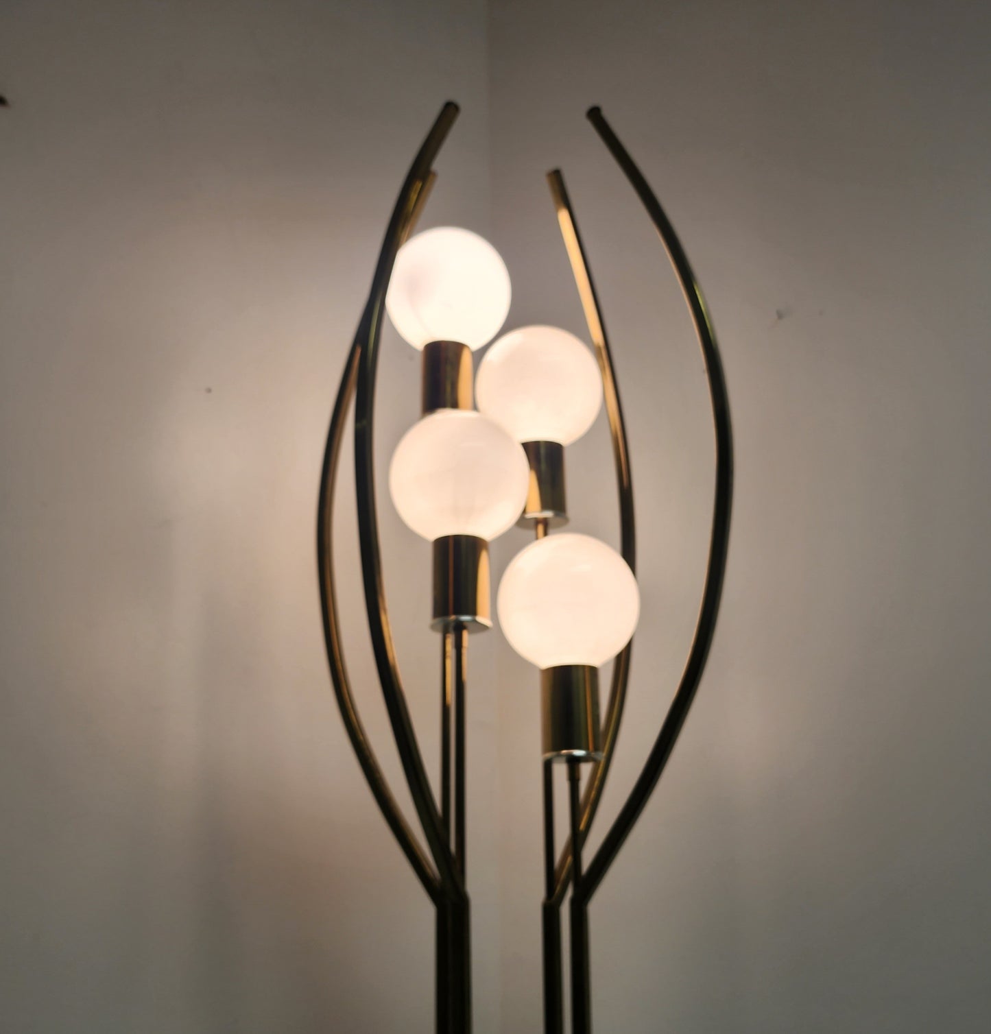 Mid-Century Modern 4 Light Brass Floor Lamp