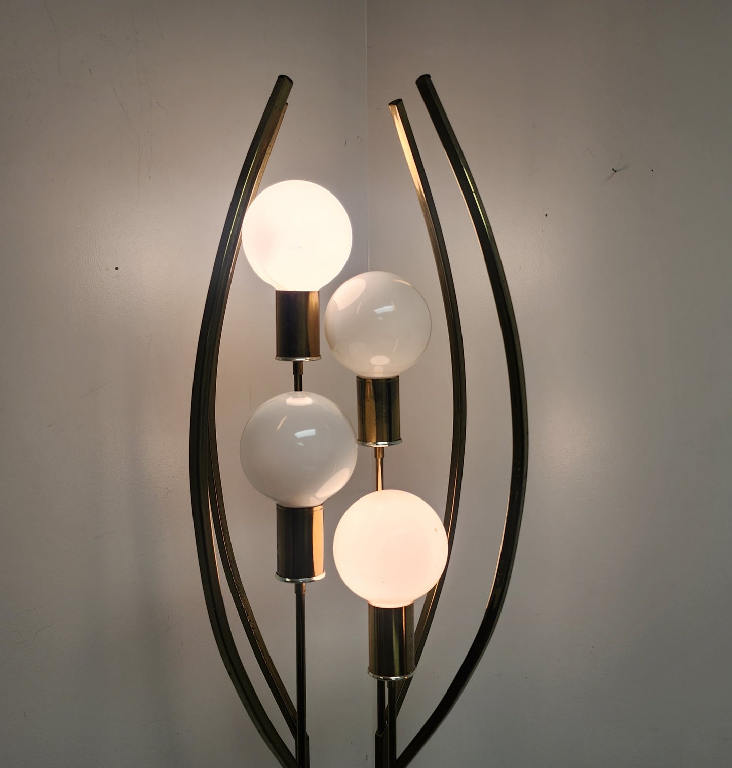 Mid-Century Modern 4 Light Brass Floor Lamp