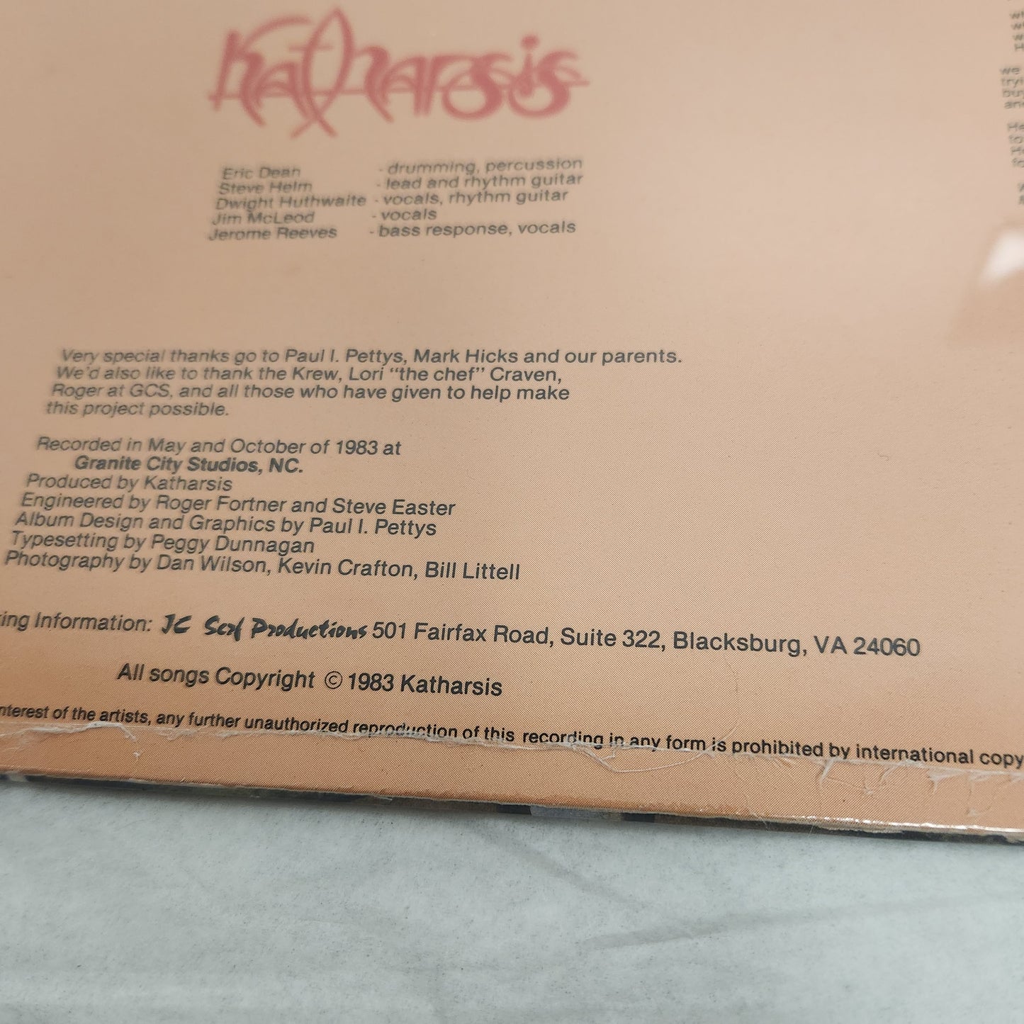 SEALED Katharsis "Drivin Too Fast" 1983 Rock Record Album