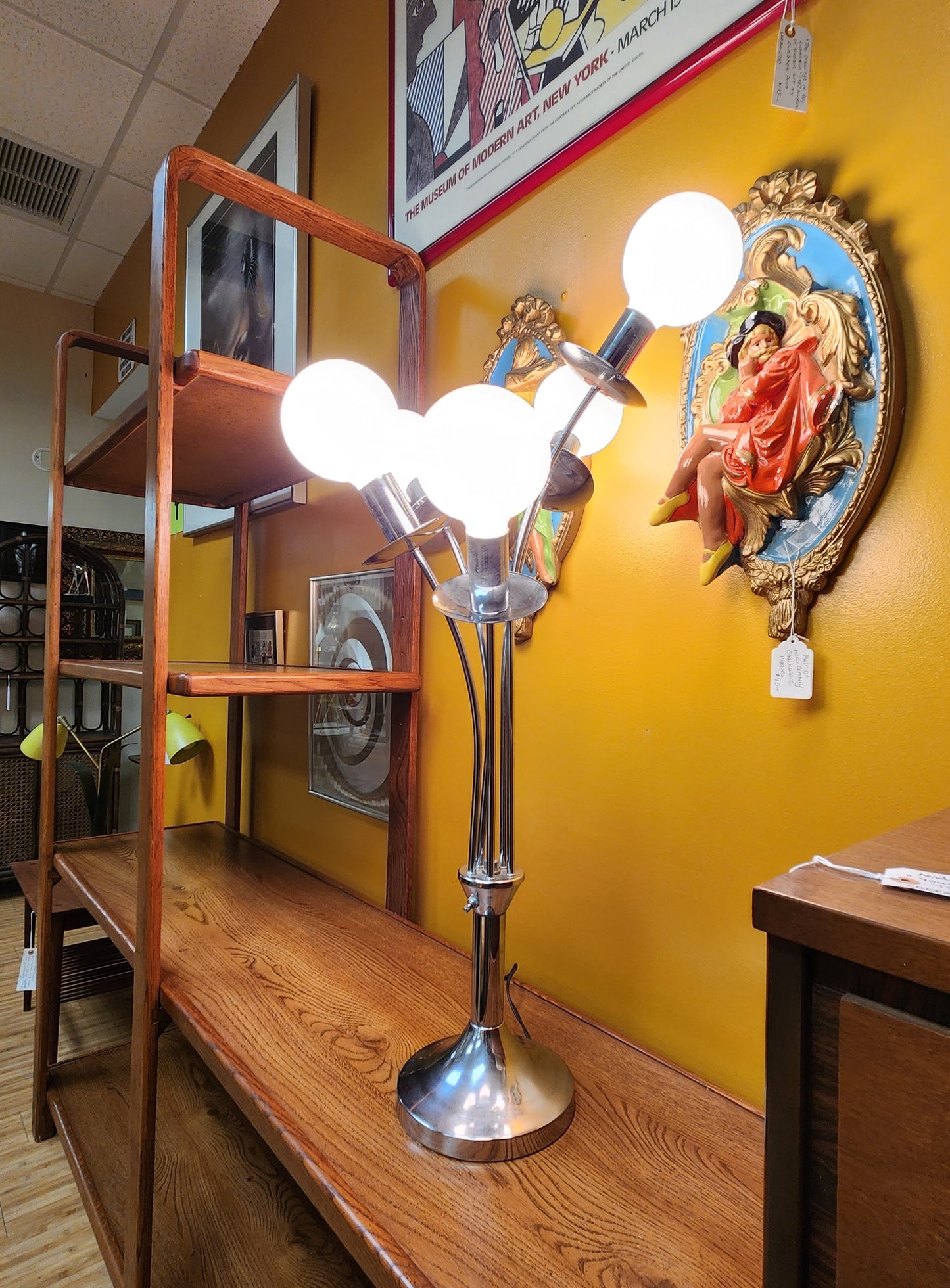 Mid-Century Modern Chrome 5 Light Table Lamp