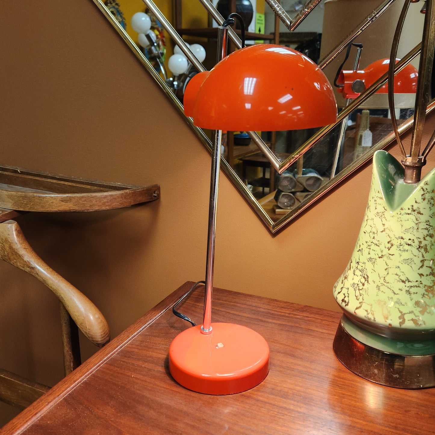 Mid-Century Lightolier Orange Molded Plastic Desk Lamp