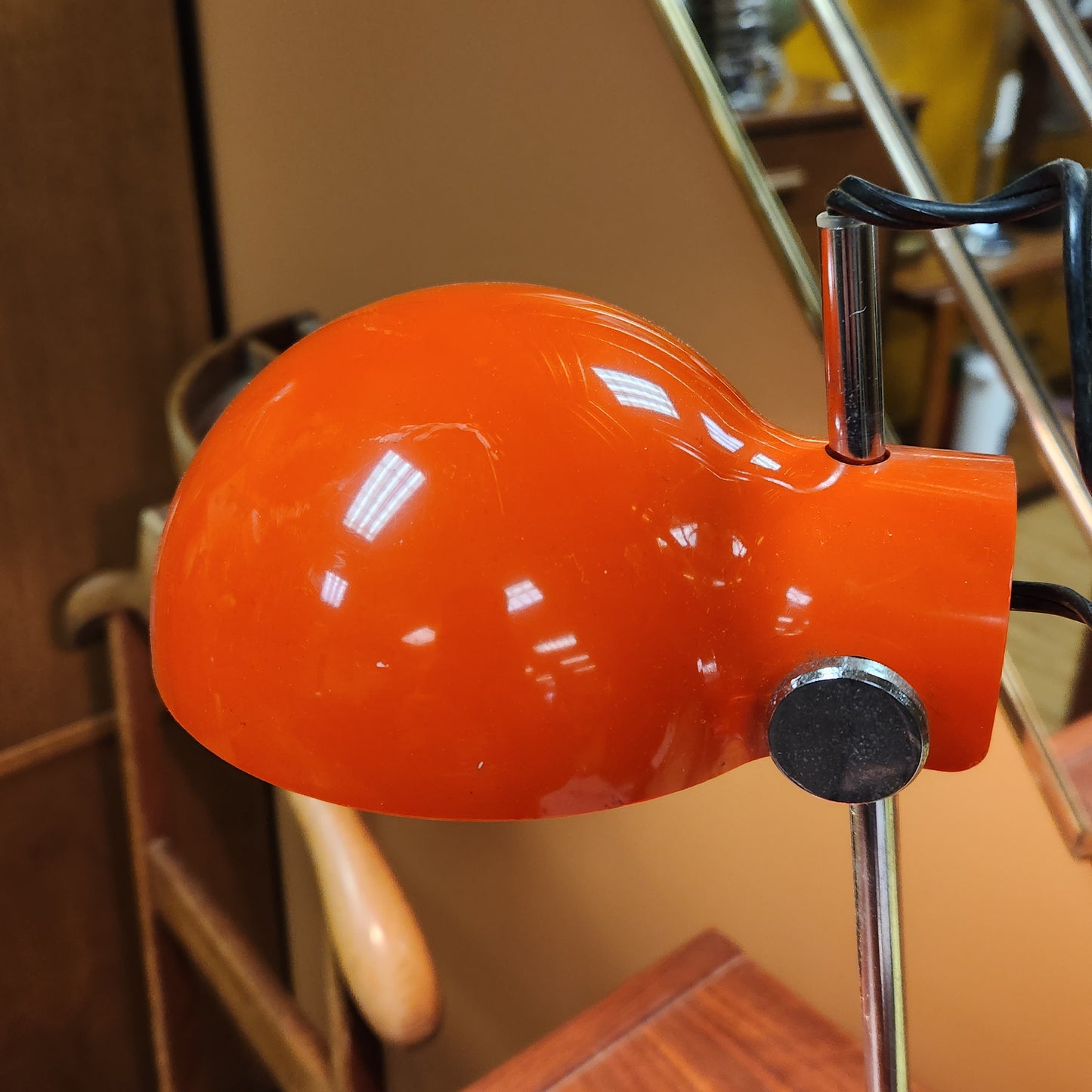 Mid-Century Lightolier Orange Molded Plastic Desk Lamp