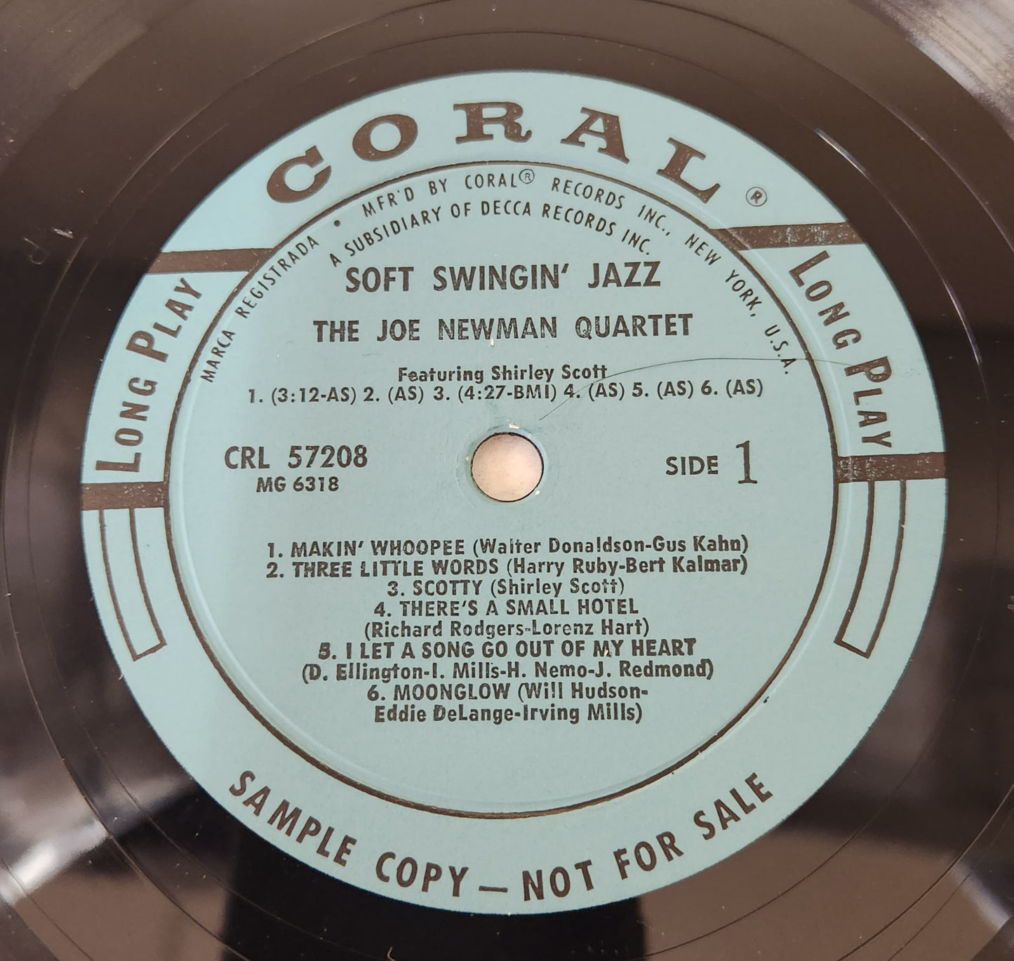 The Joe Newman Quartet Featuring Shirley Scott "Soft Swingin' Jazz" SAMPLE Album