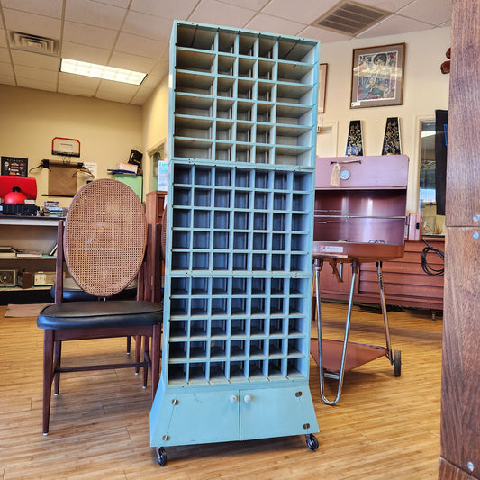 Industrial 3 Piece Wood Rolling Storage Cubby Cabinet