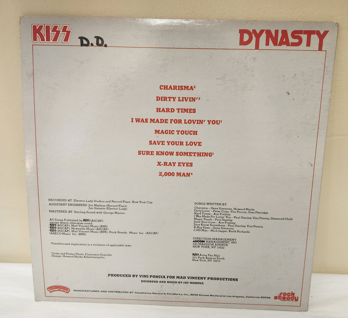 KISS "Dynasty" 1979 Hard Rock Glam Record Album with Poster